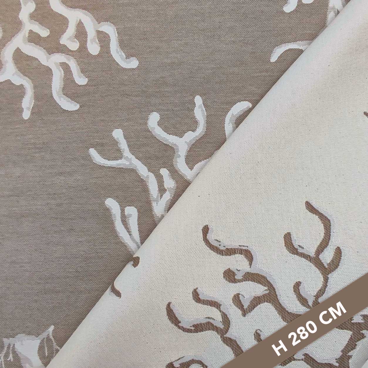 Jacquard fabric Double Corals Pearl and Beige H 280 cm