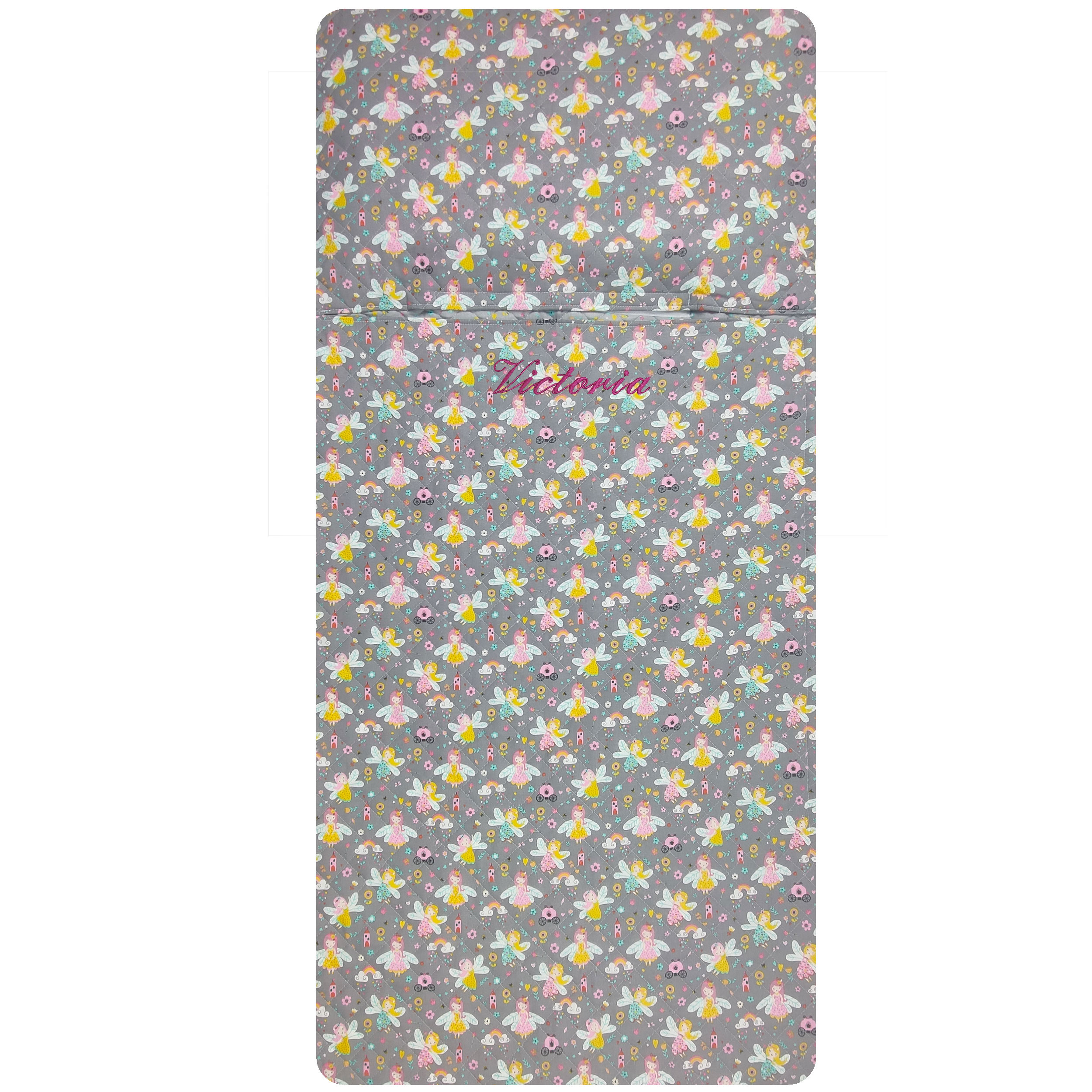Sac de couchage pour fée Arc-en-ciel et fleurs gris