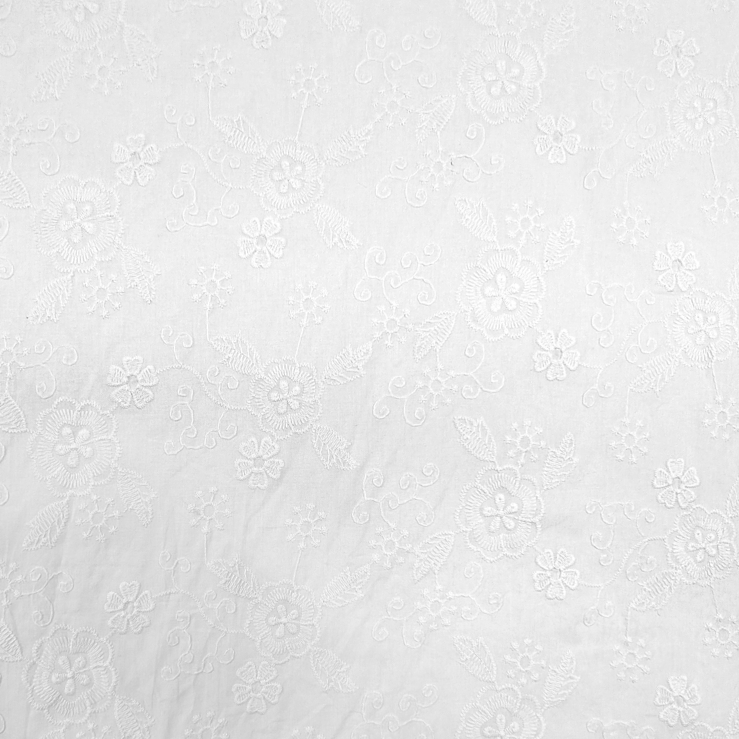 Cutout Sangallo Cotton White Double Smerlo Fiorellini 130x130 cm Image