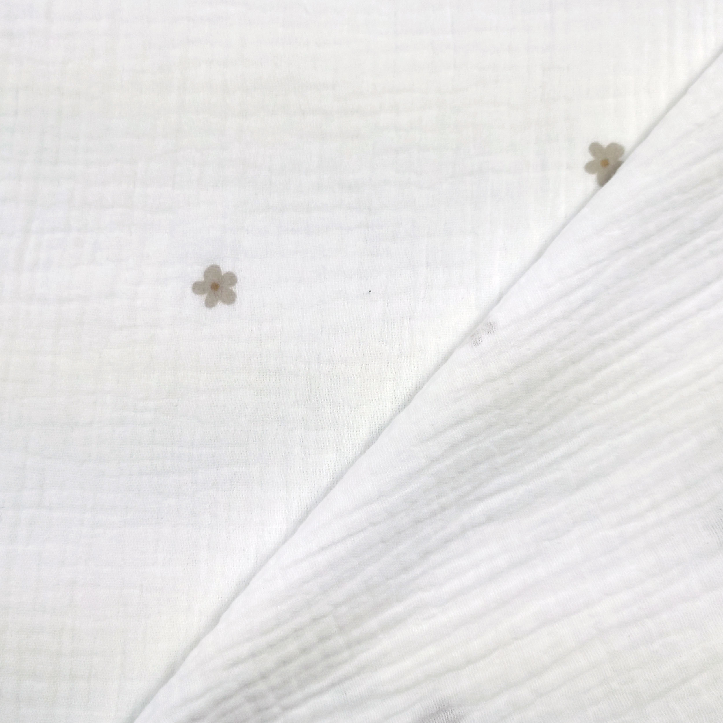 Cotton muslin with little flowers Beige Image