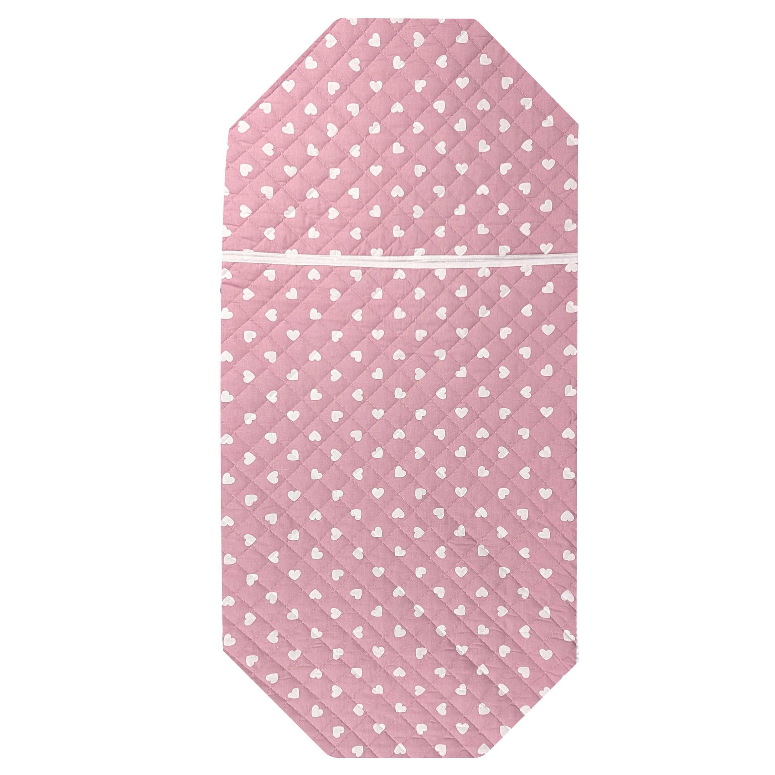 Shaped Sleeping Bag for Brandy White Hearts with Antique Pink Background Image