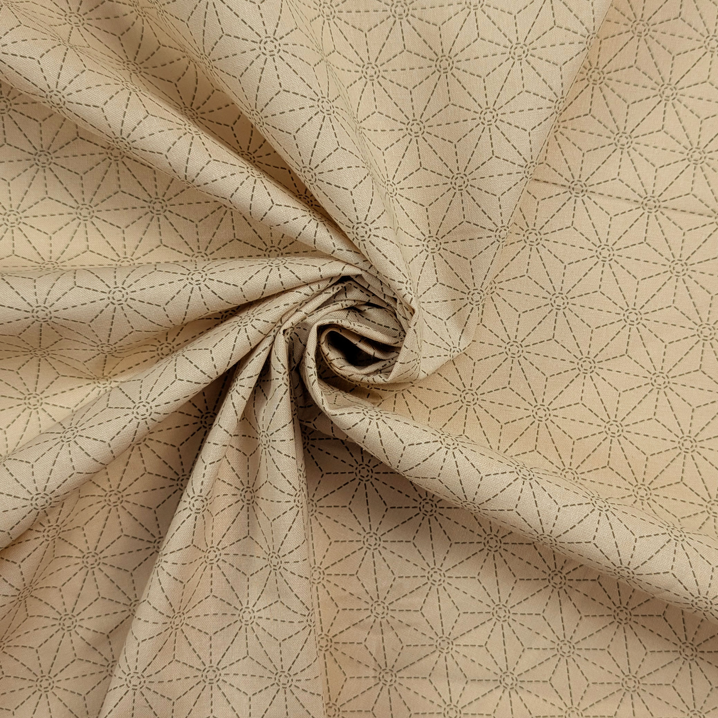 Beige Cotton Poplin with Geometric Stars Image