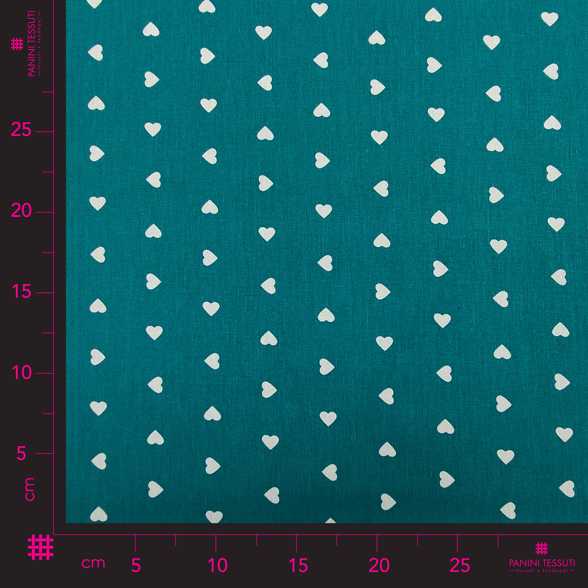 Cotton White Hearts Petrol Background Image