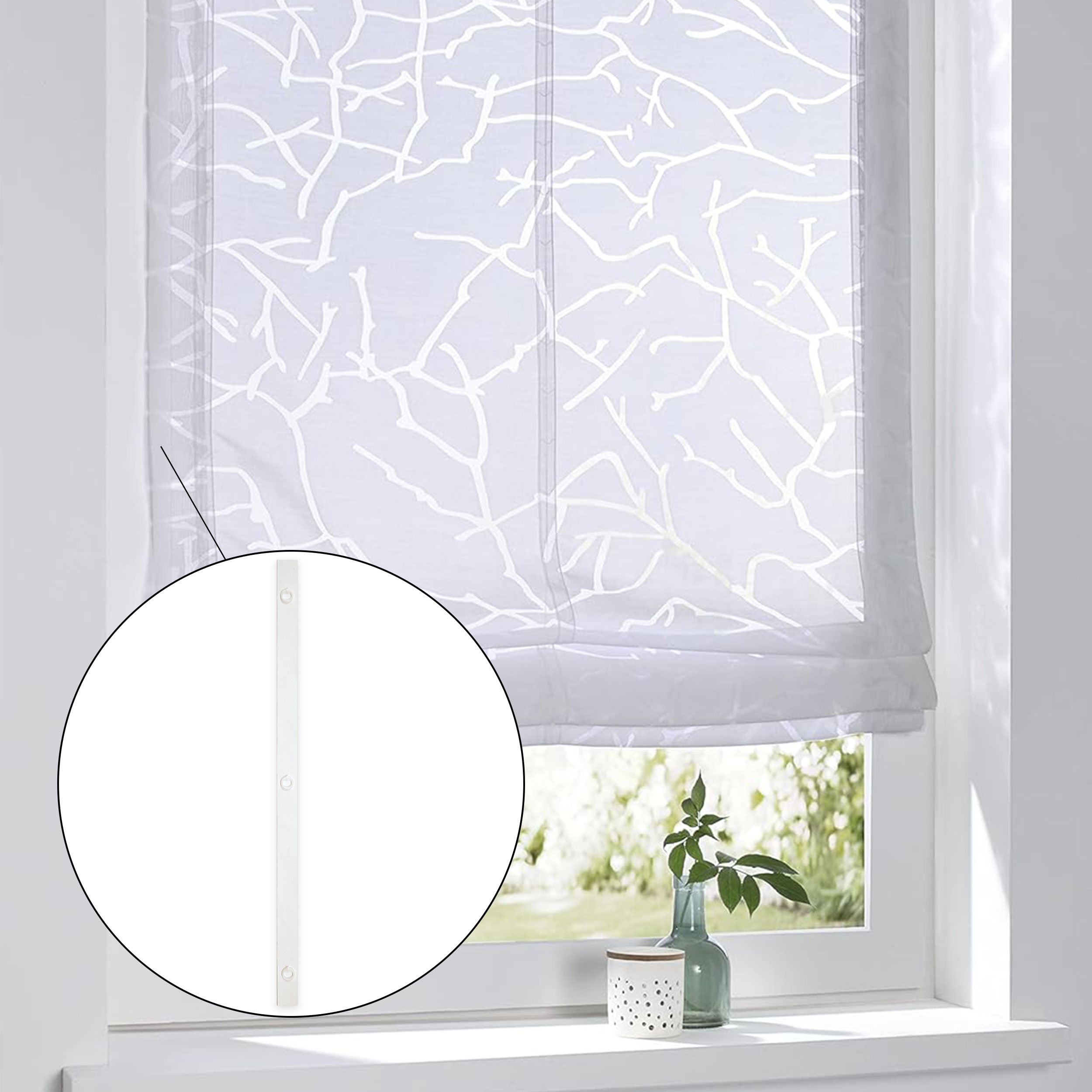 Sangle pour rideaux avec anneaux blanc