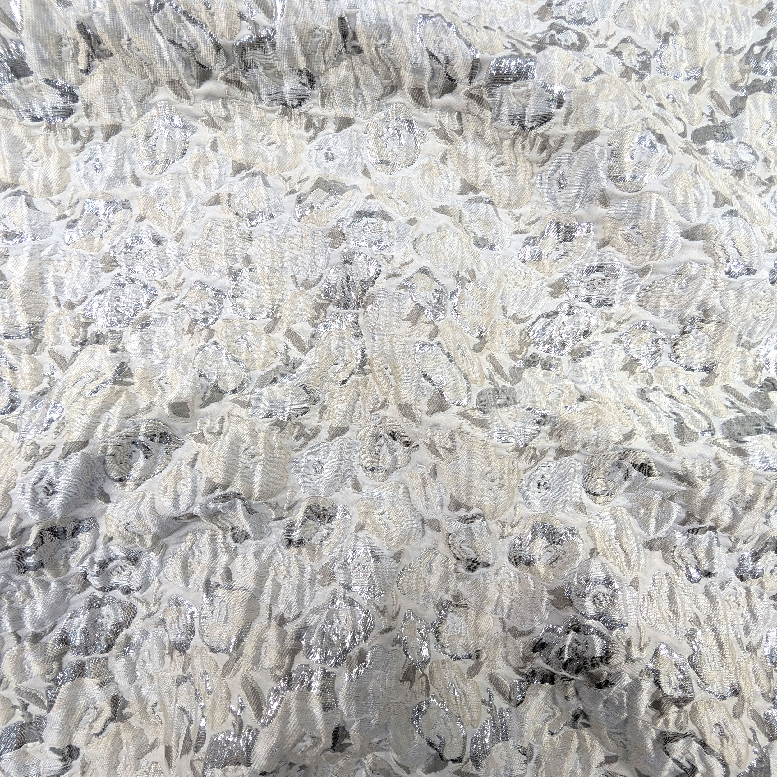 High Fashion Brocade Silver and White Flowers Image