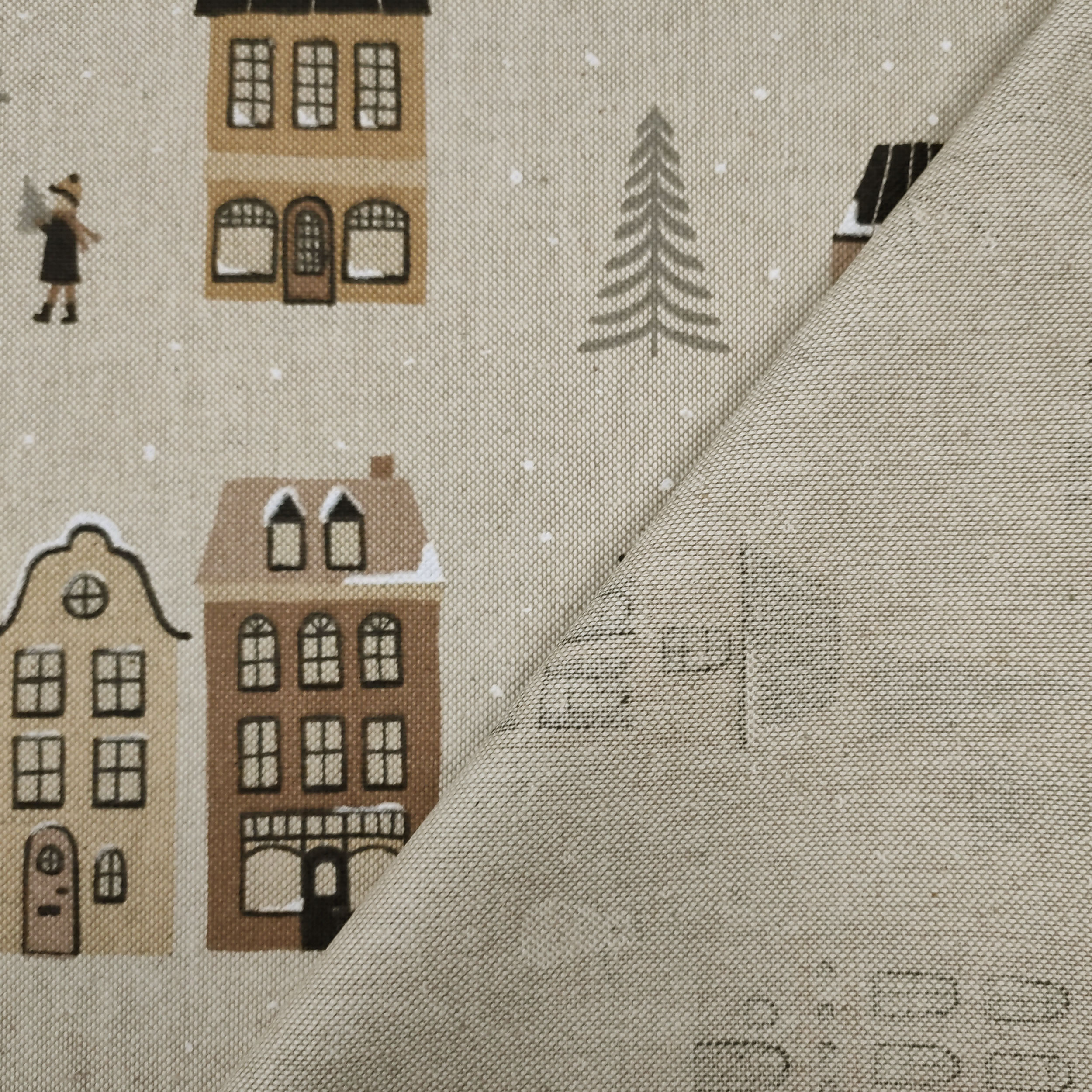 Snow Village Panama Fabric Image