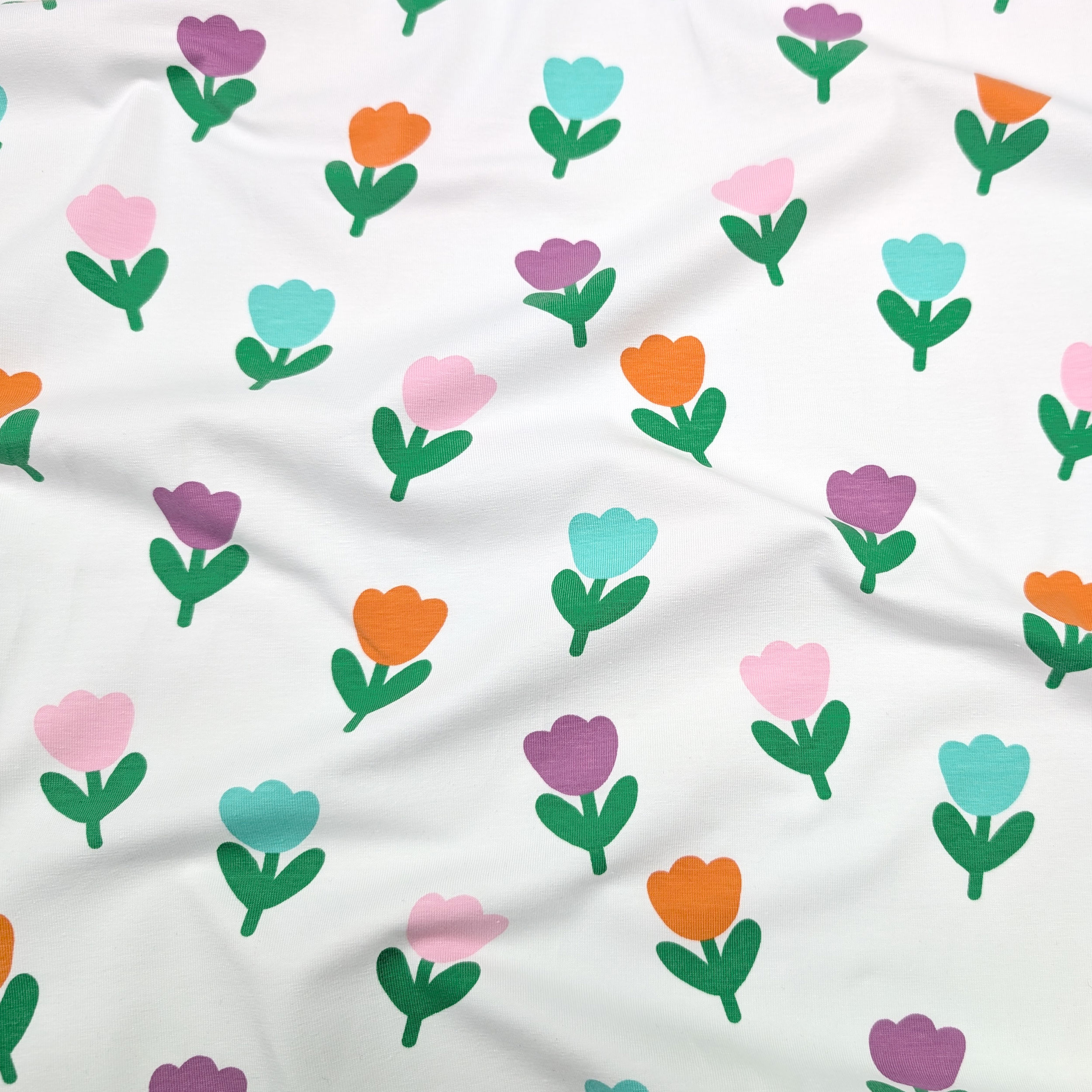 Jersey Cotton Tulips Coloured Image