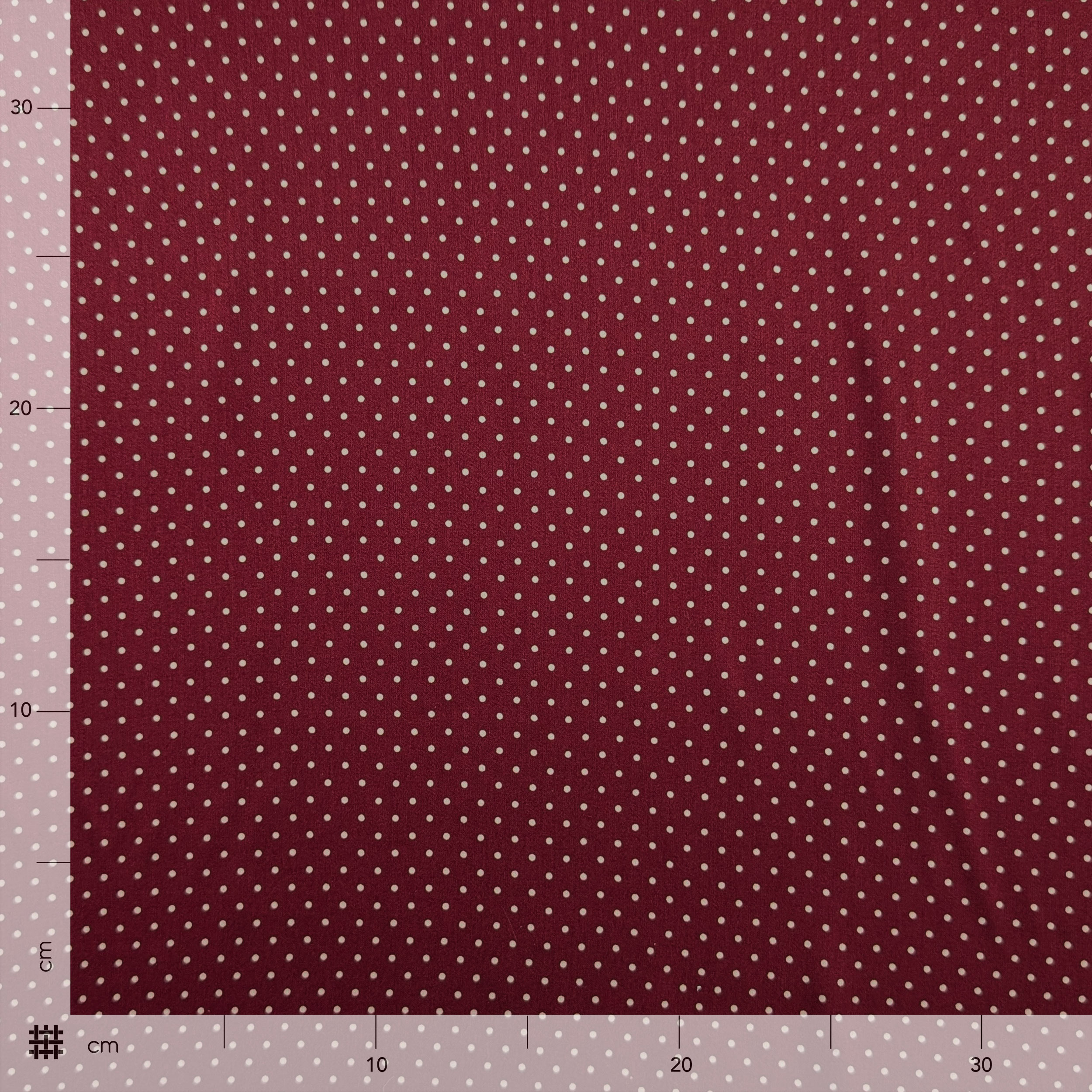 Viscose fabric Bordeaux White polka dots Image