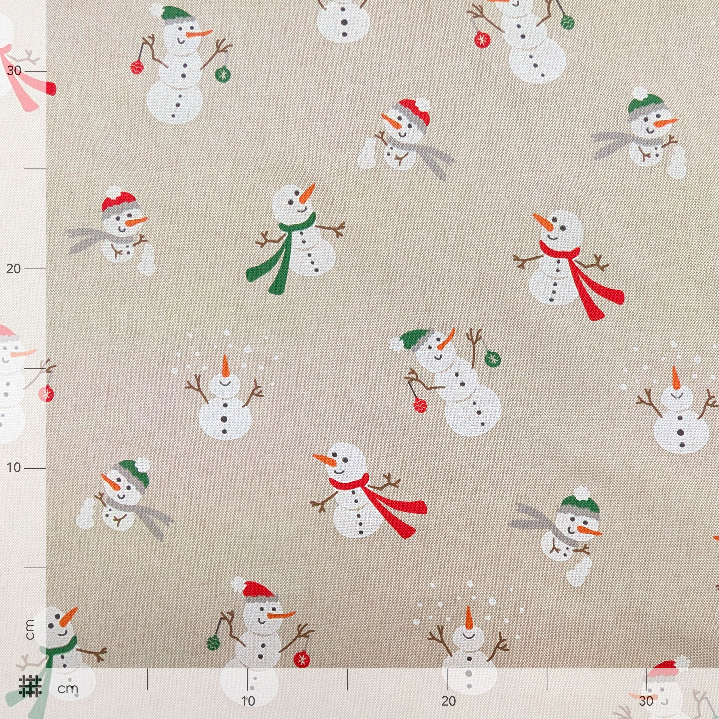 Panama fabric with snowman pattern Image