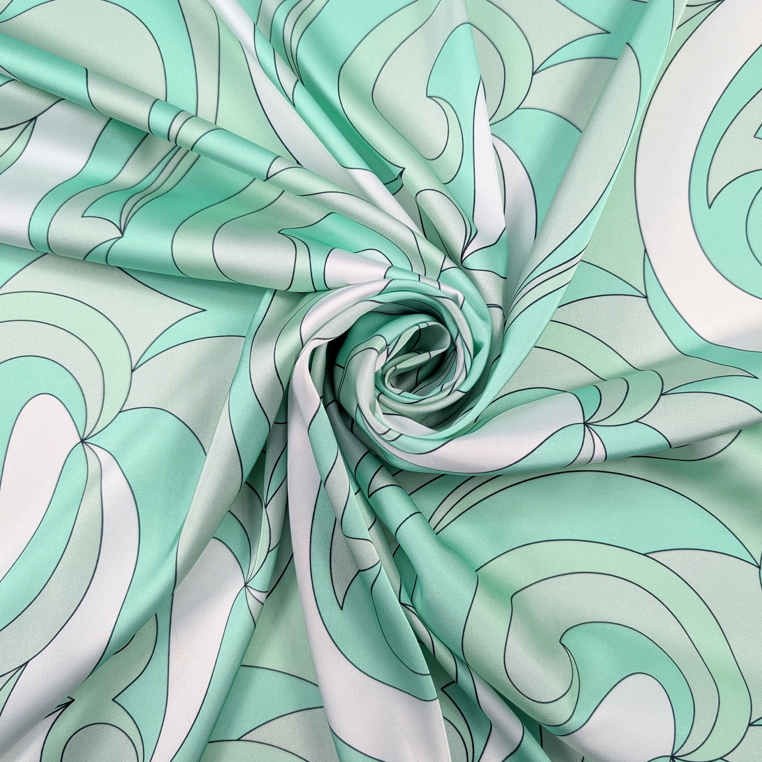 Satin Set High Fashion Fantasy Optical Water Green Image