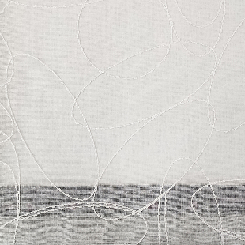 Curtain Fabric with Natural Circular Embroidery Image
