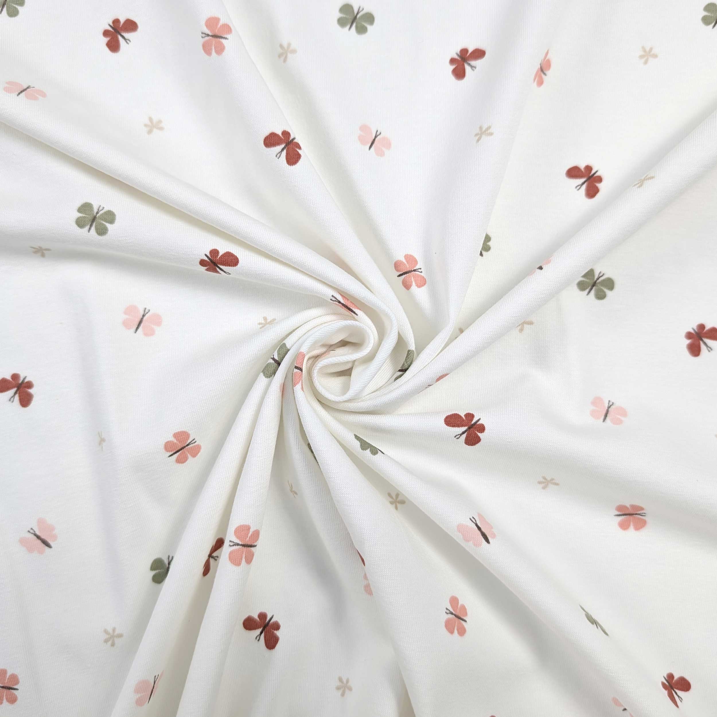 Jersey Cotton White Small Butterflies Image