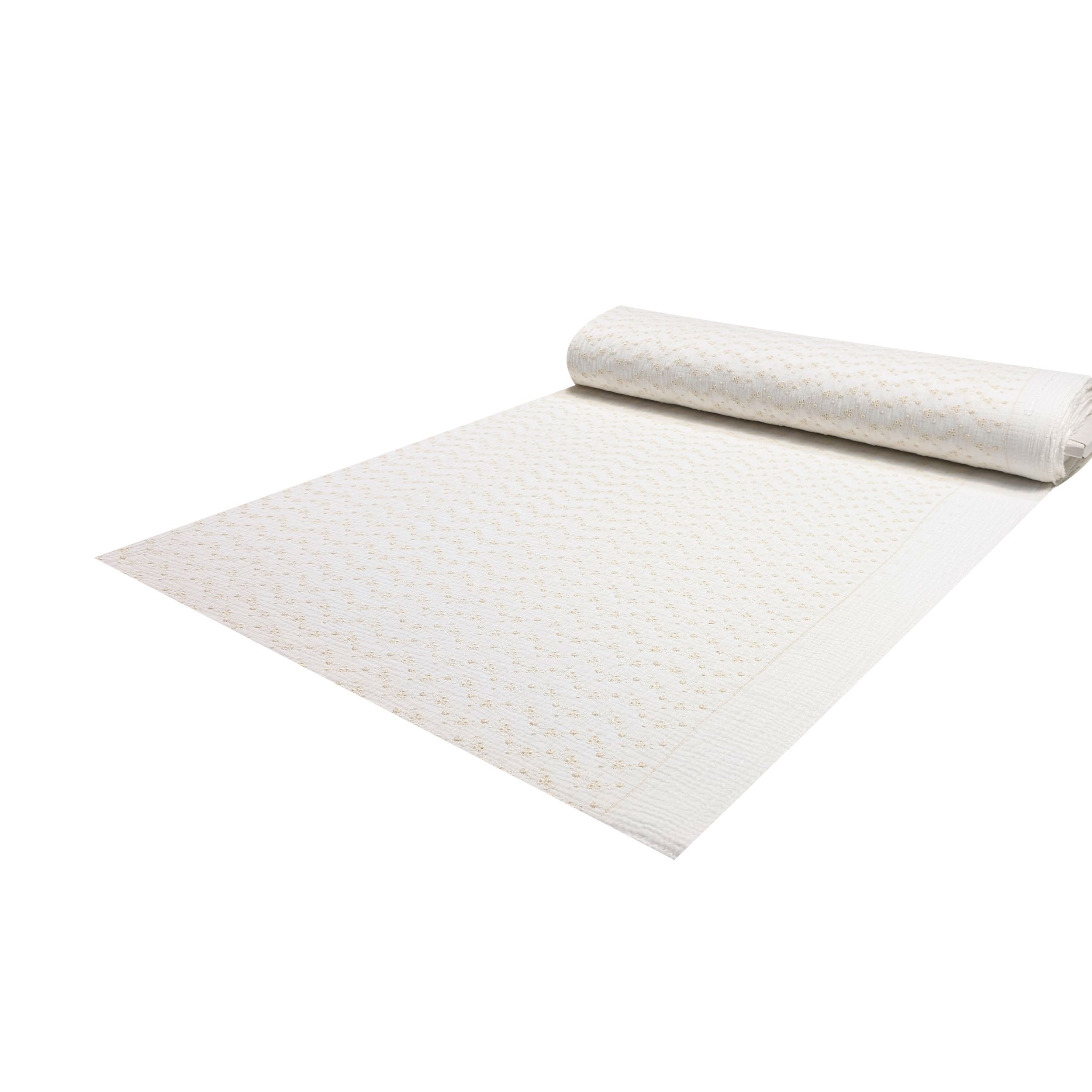 Sangallo Double Mousseline Blanche Crème Fleurs Image