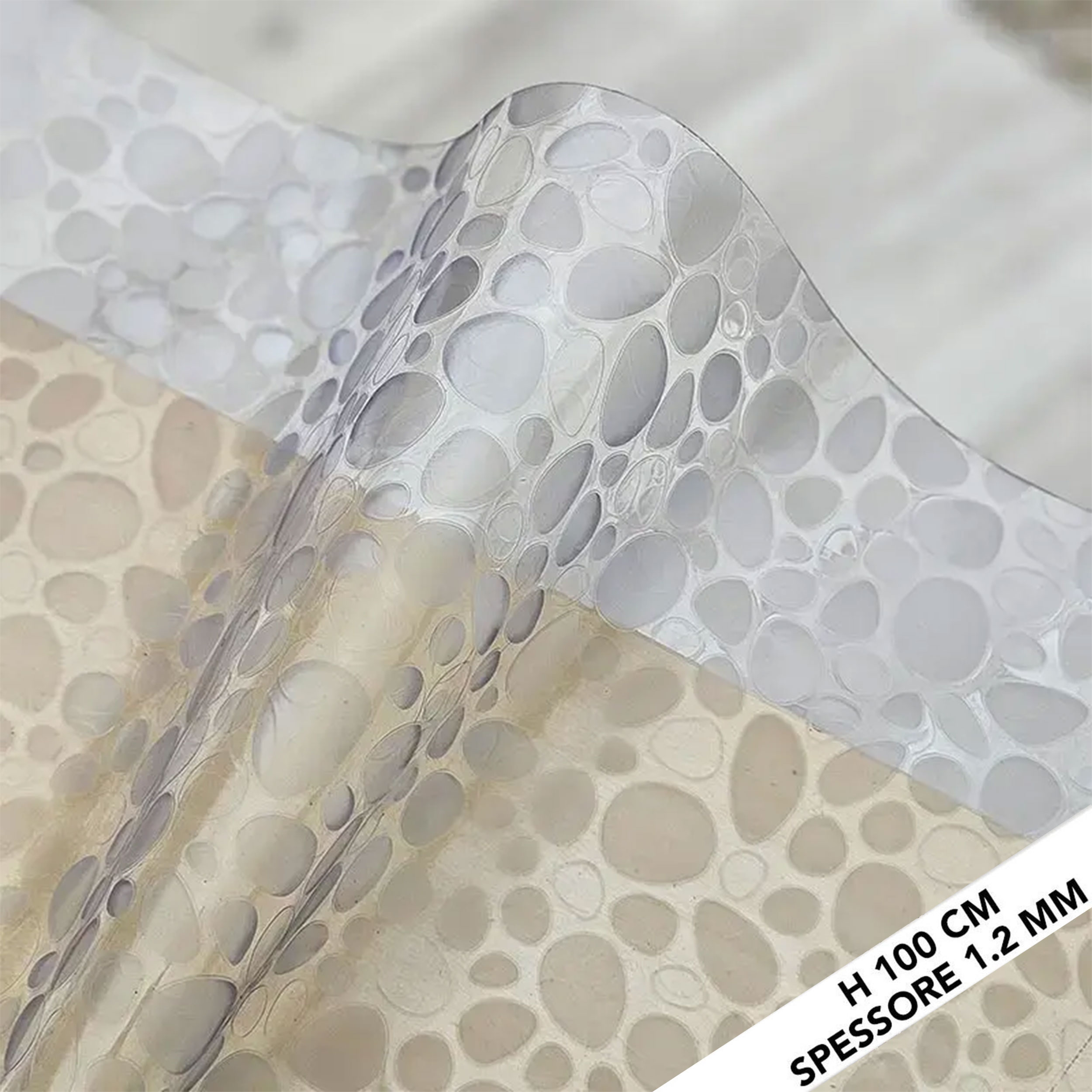 Plastic-coated table cover with pebbles Image
