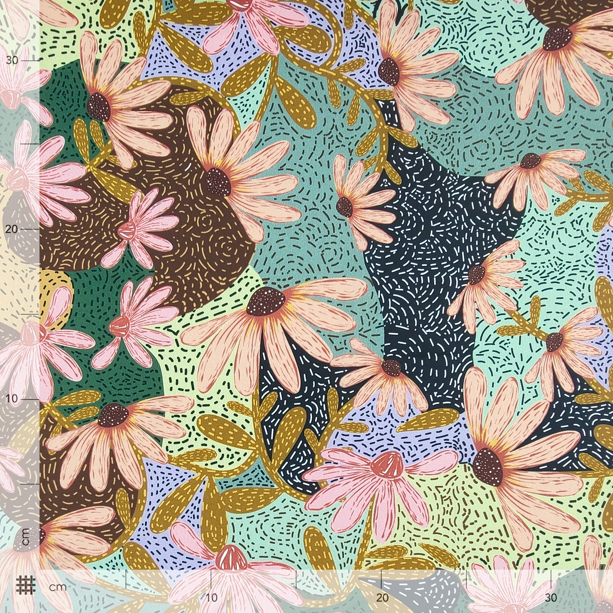 Abstract Floral Fantasy Cotton Satin