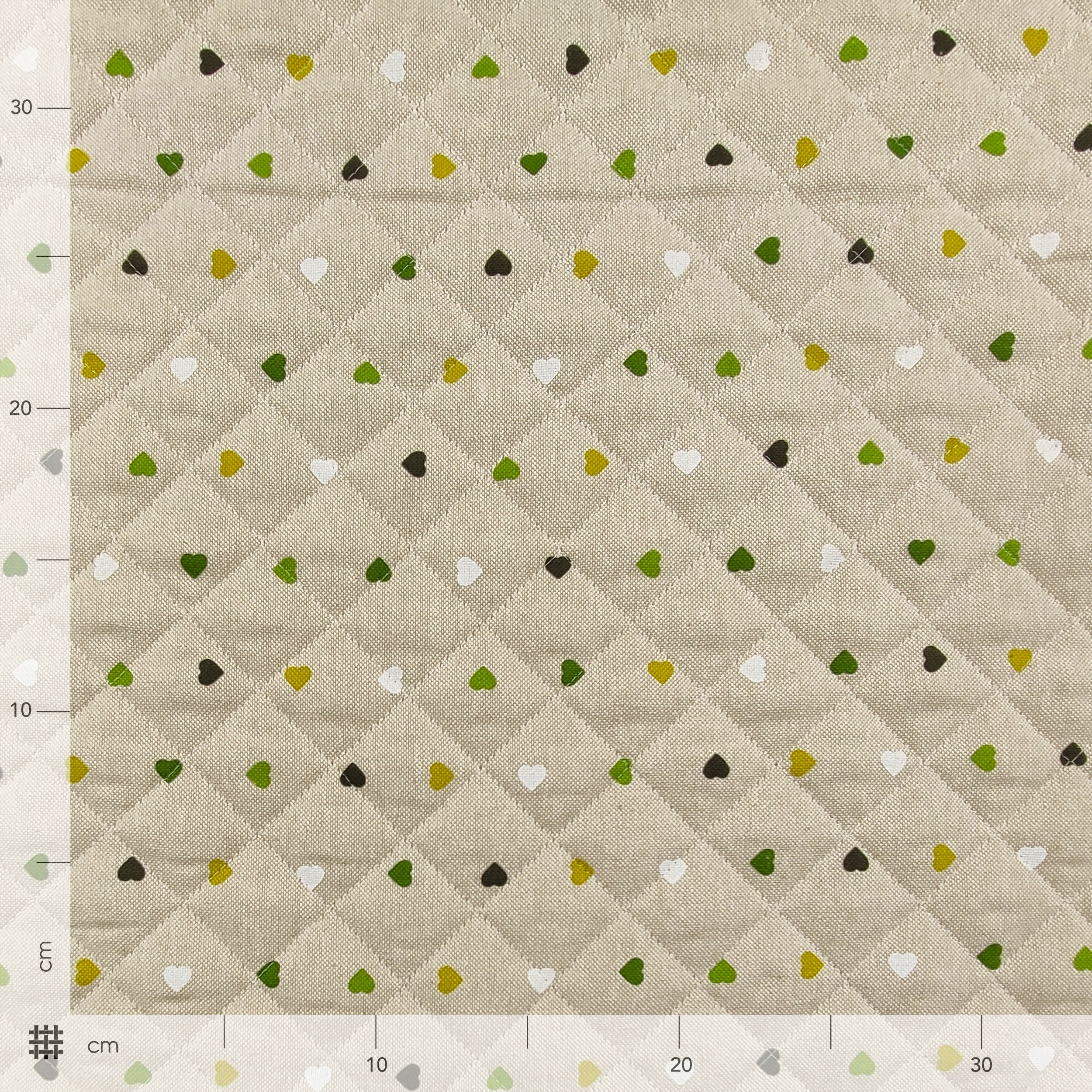 Cuoricini Toni Green Quilted Fabric