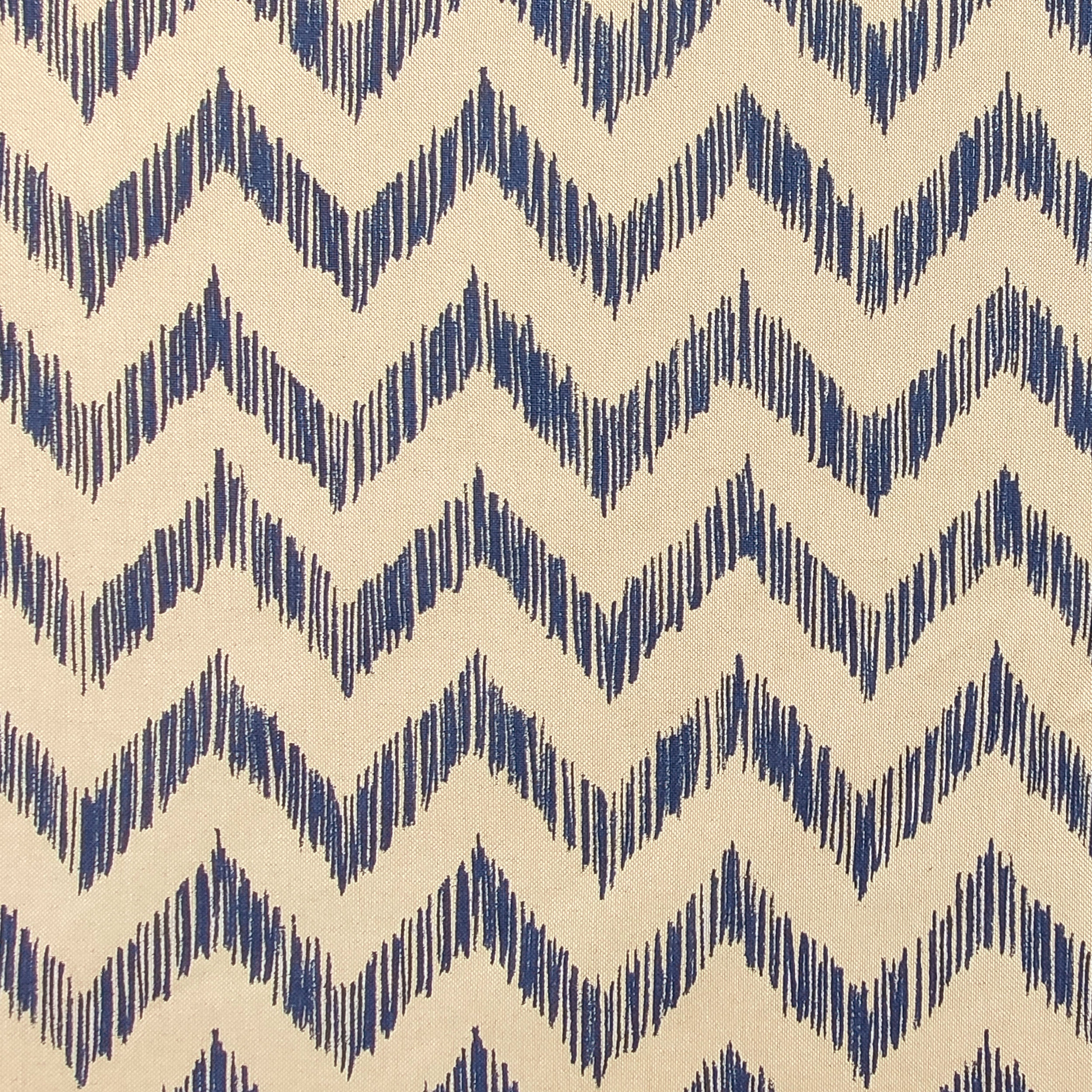 Tejido de Panamá Mezcla de Algodón Zig Zag Líneas Azul
