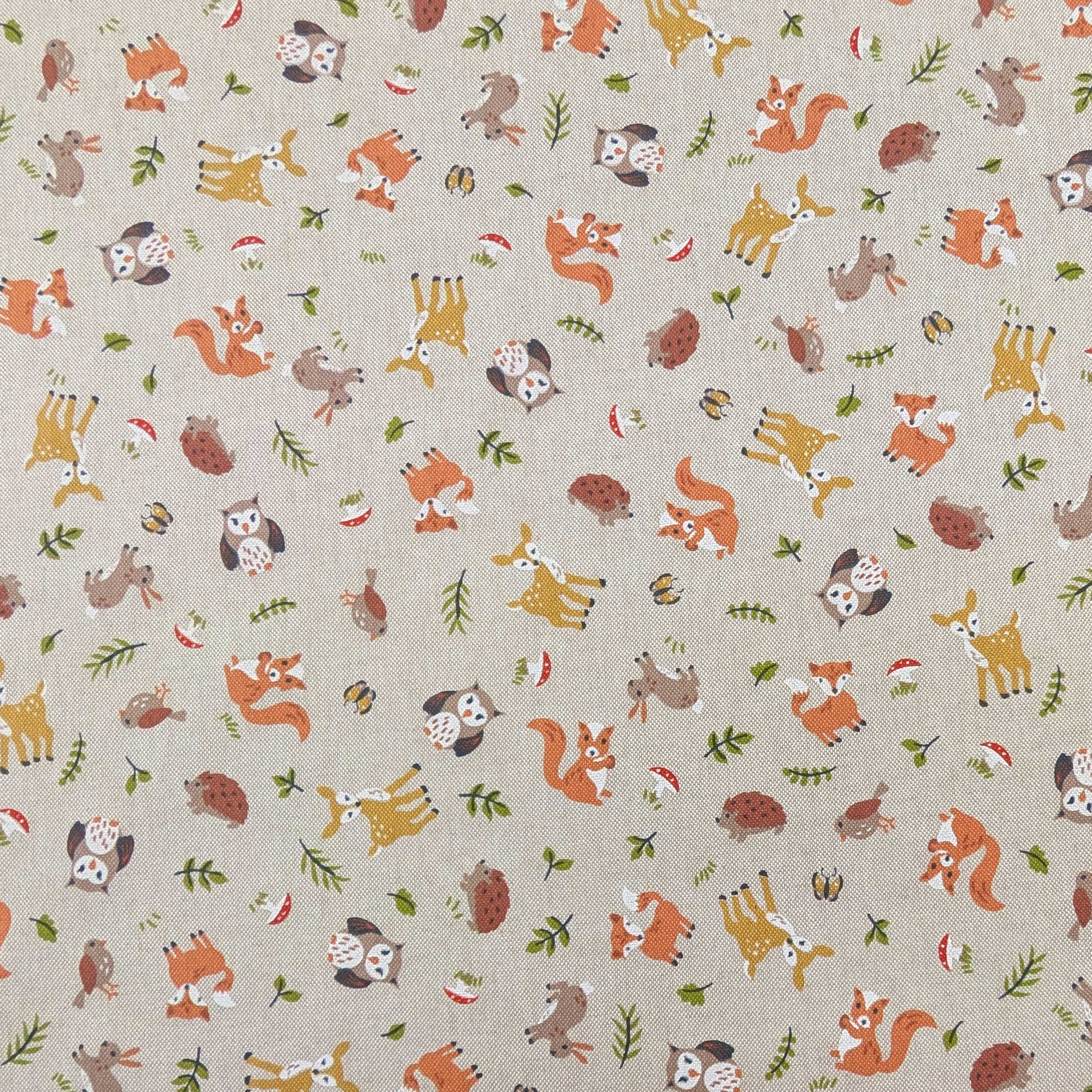 Panama Fabric Happy Animals in the Woods Image
