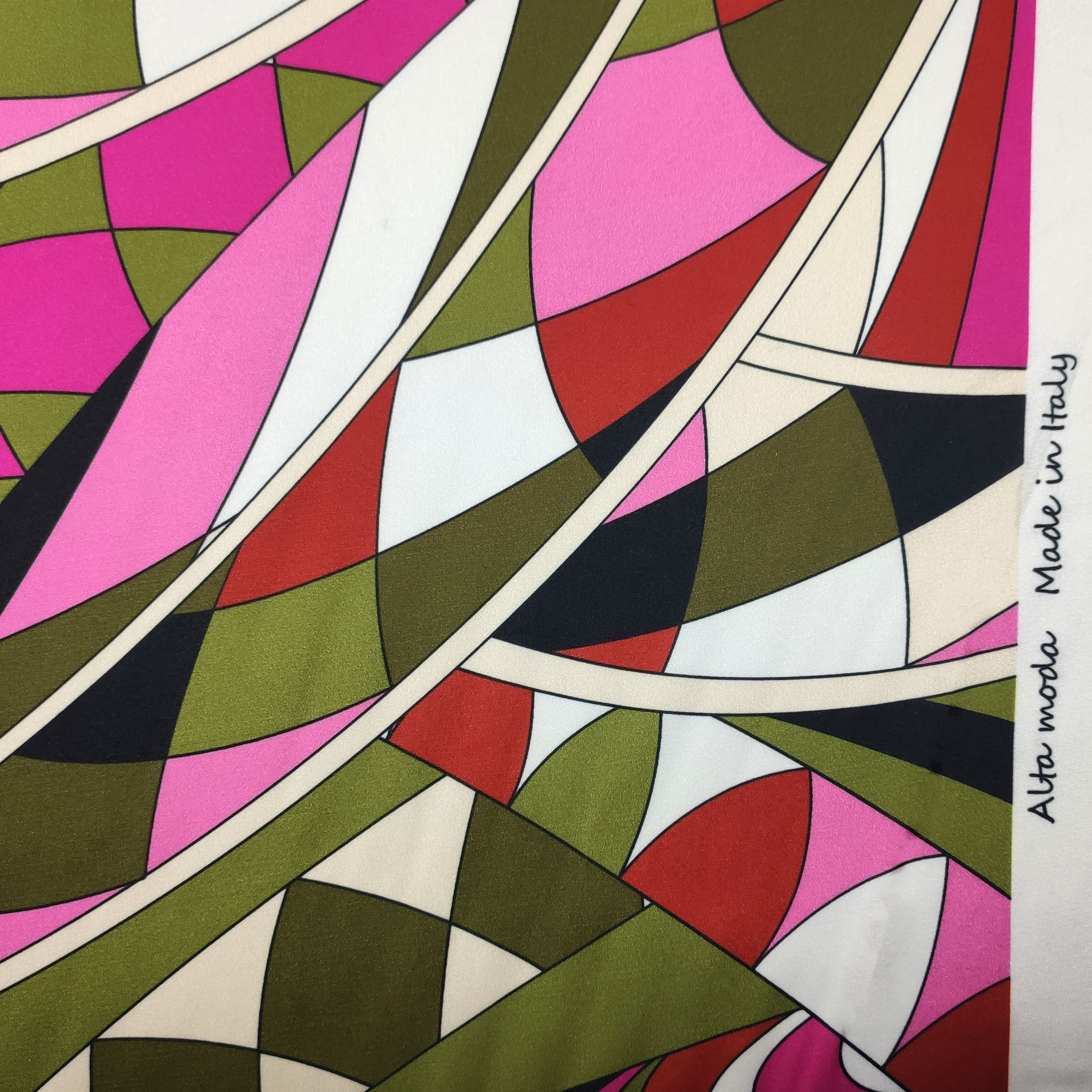 Conjunto Satén Elástico Moda Fantasía Abstracta Fuxia