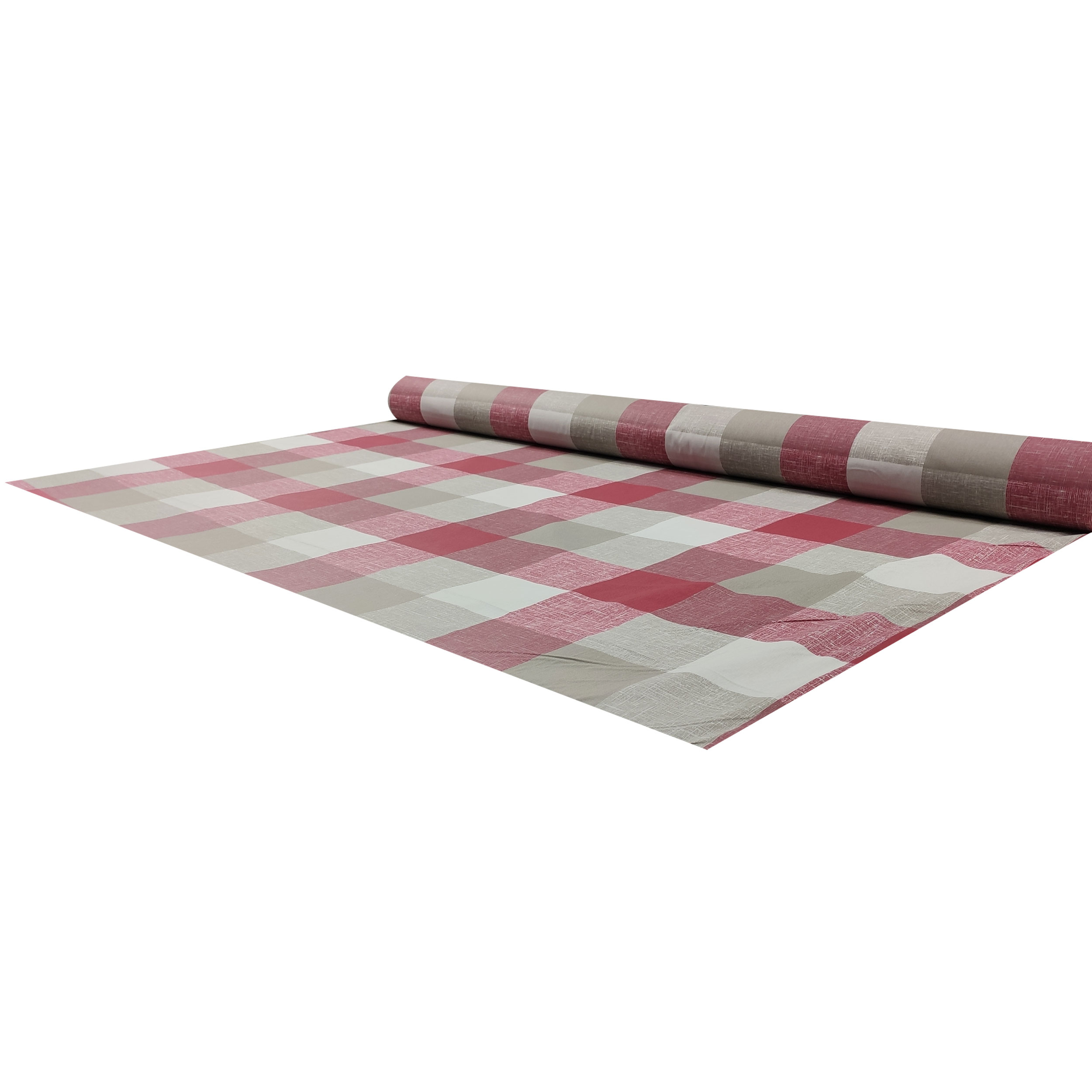 Rot und Beige karierter Baumwollstoff
