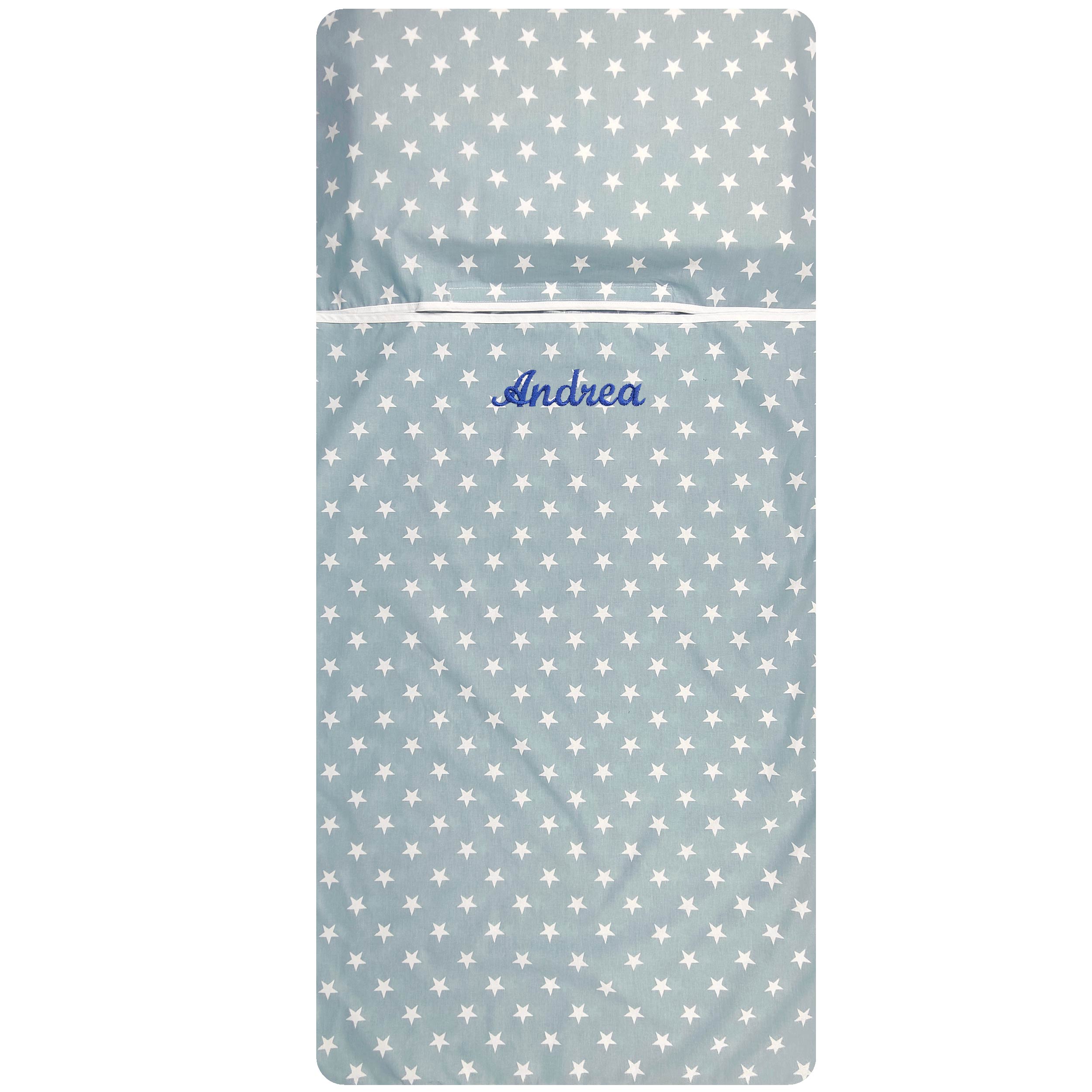 Summer Sleeping Bag White Stars with Blue Background Image