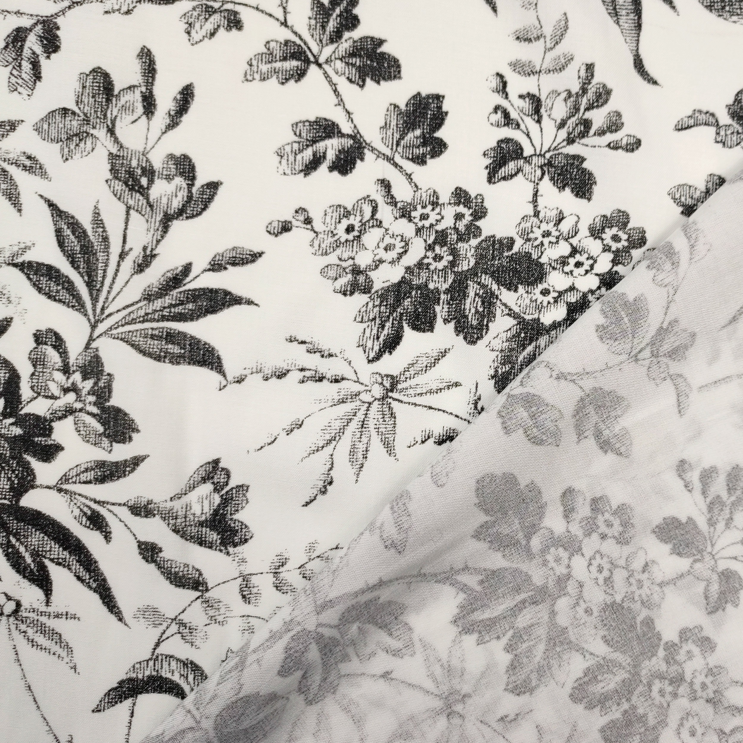Black and White Floral Print Cotton