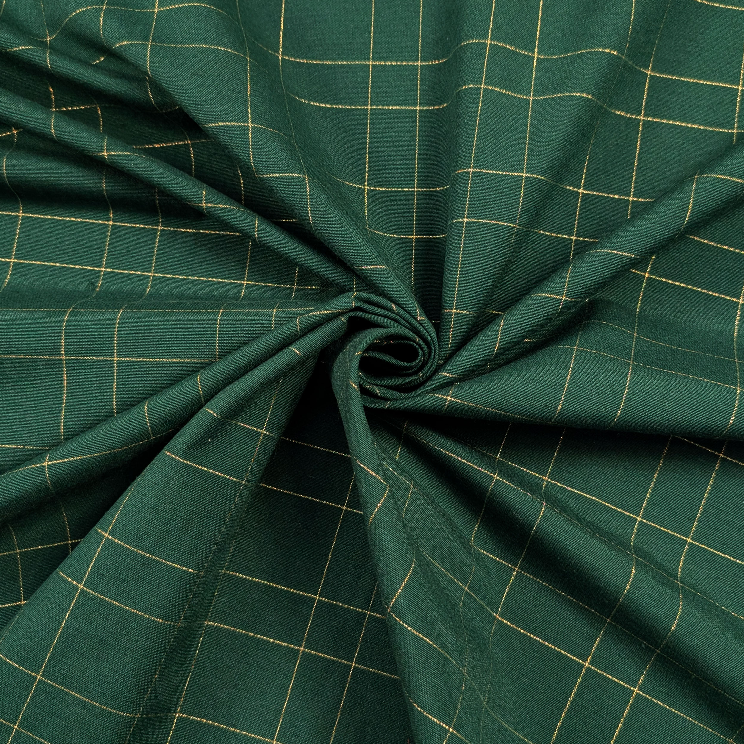 Mixed Cotton Christmas Green Stripes Gold Lurex Image