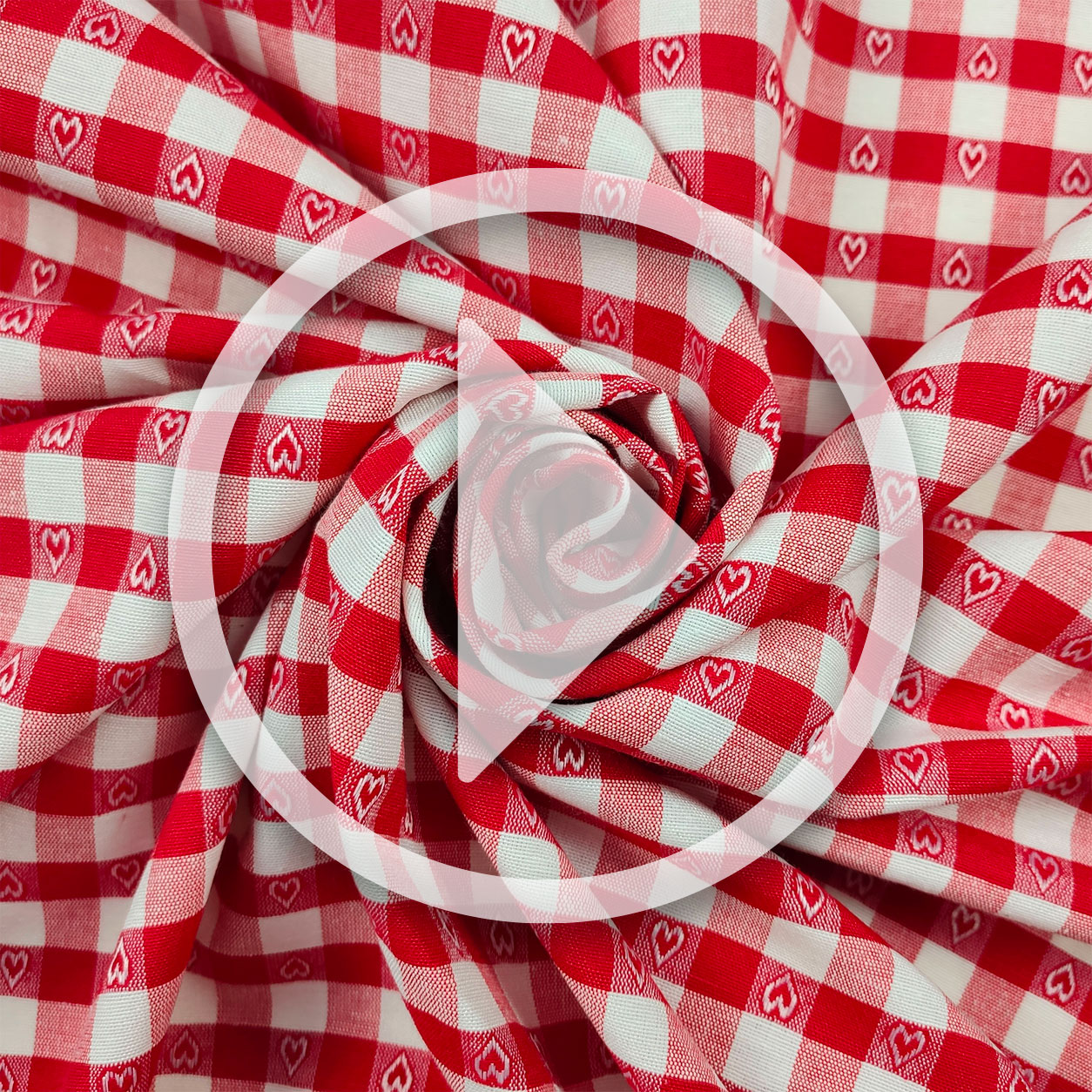 Thread Dyed Fabric for Tablecloth Red Hearts H 280 cm Image