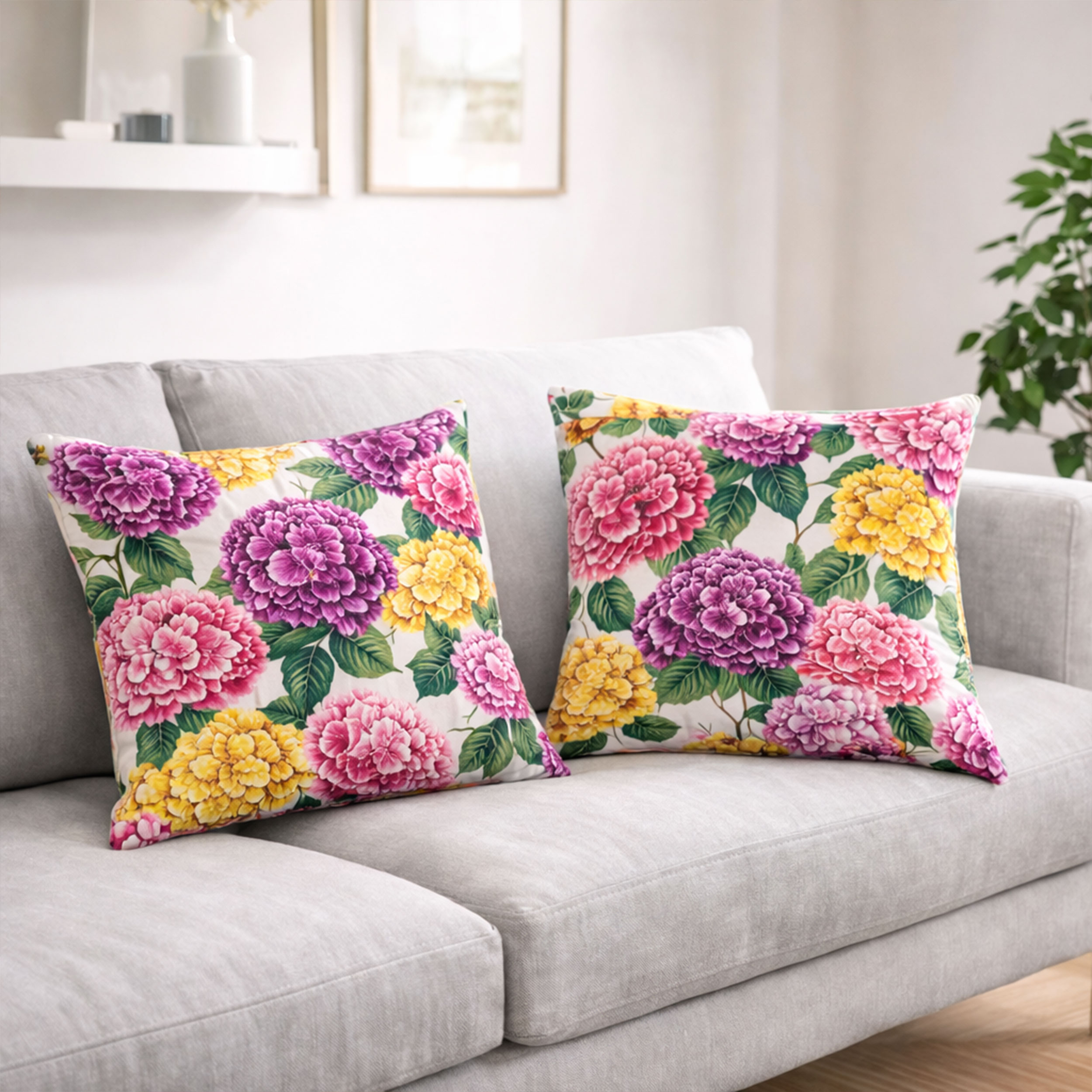 Panama Hydrangeas Pink and Yellow Tones Image