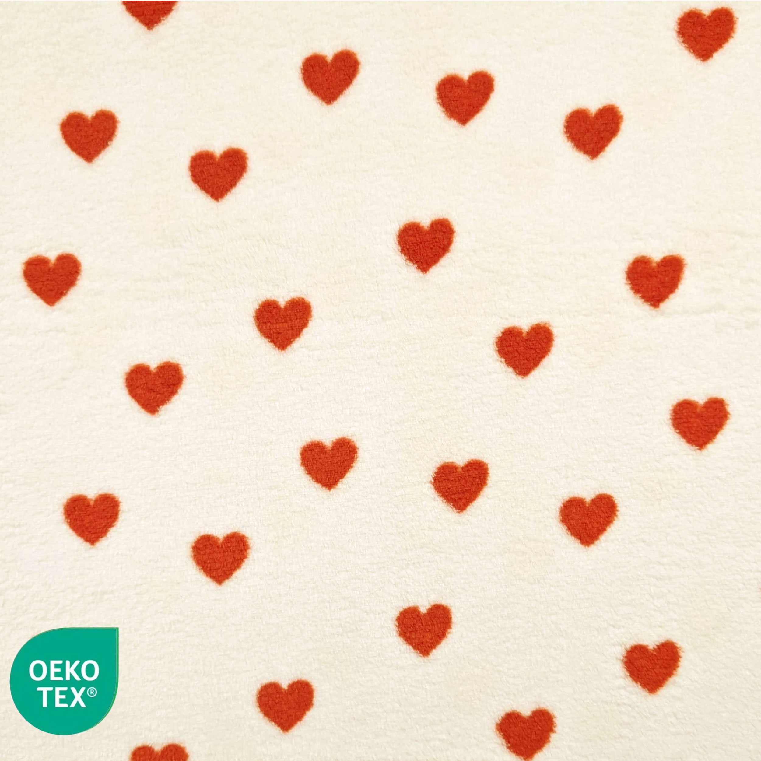 Cashmere Fleece Red Hearts White Background Image