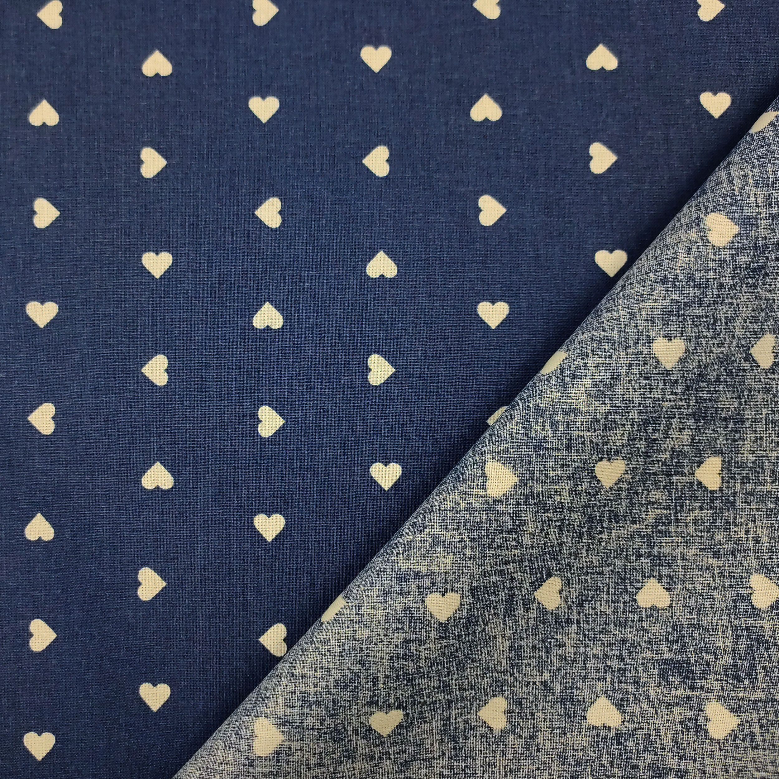 Printed Cotton with White Hearts - Colored Background  Image