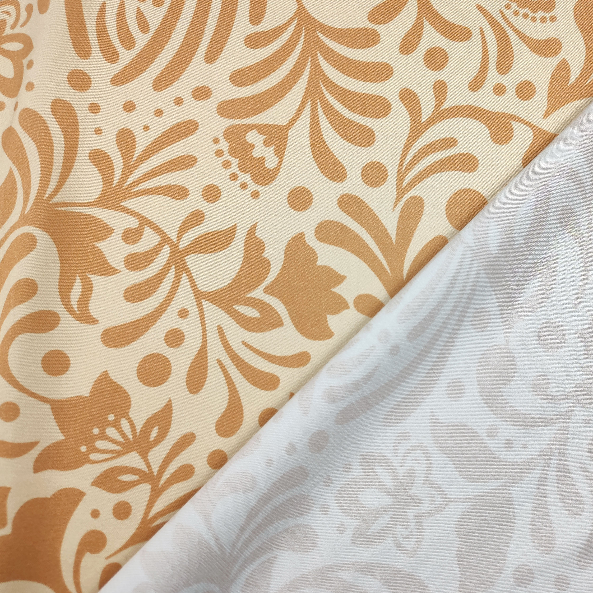 Satin Mixed Silk High Fashion Floral Fantasy Beige