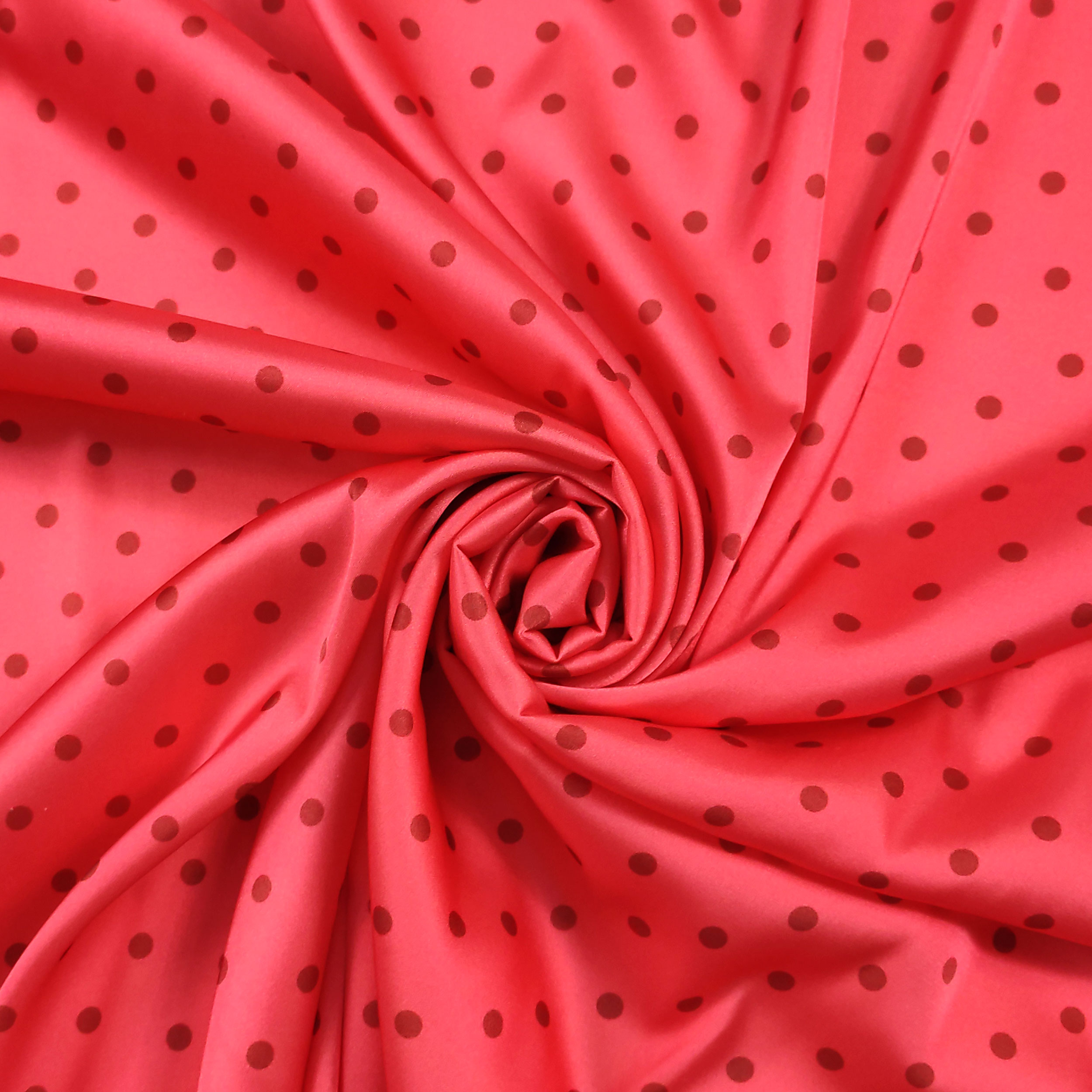 Elasticated Satin Set High Fashion Polka Dot Background Coral