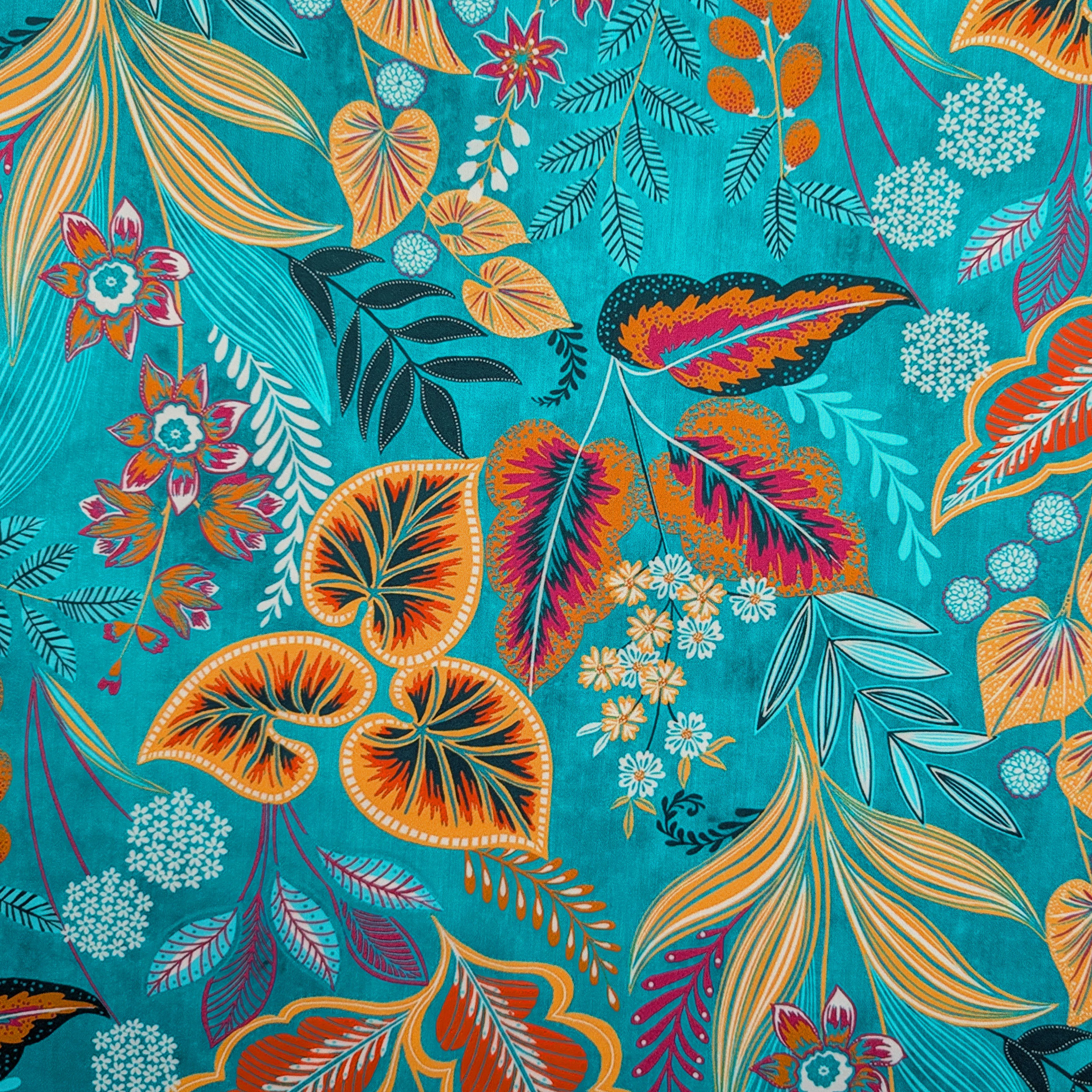 Botanical Fantasy Cotton Satin Turquoise Image