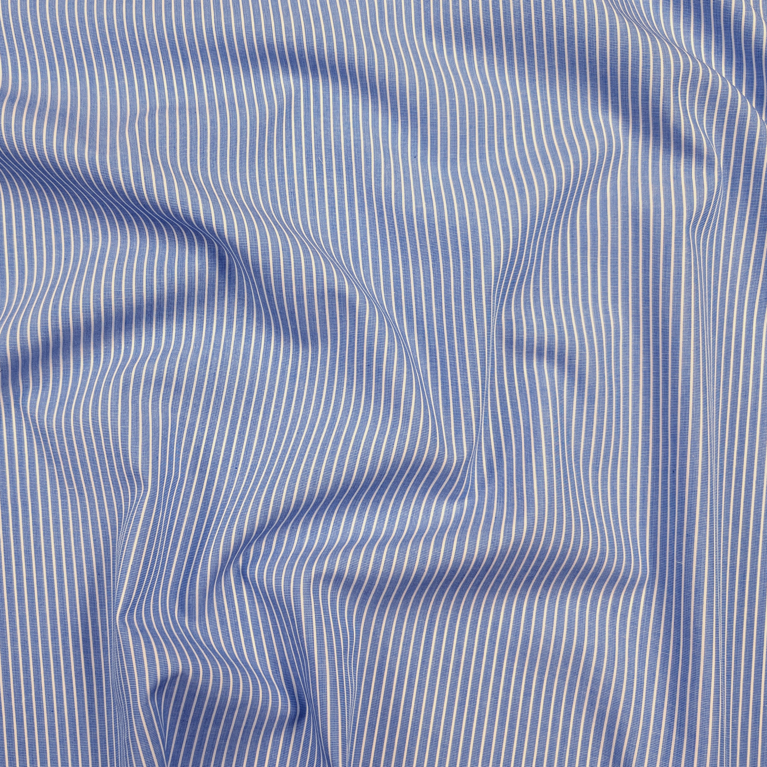 Cotton for Shirting White Stripes Light Blue Background Image