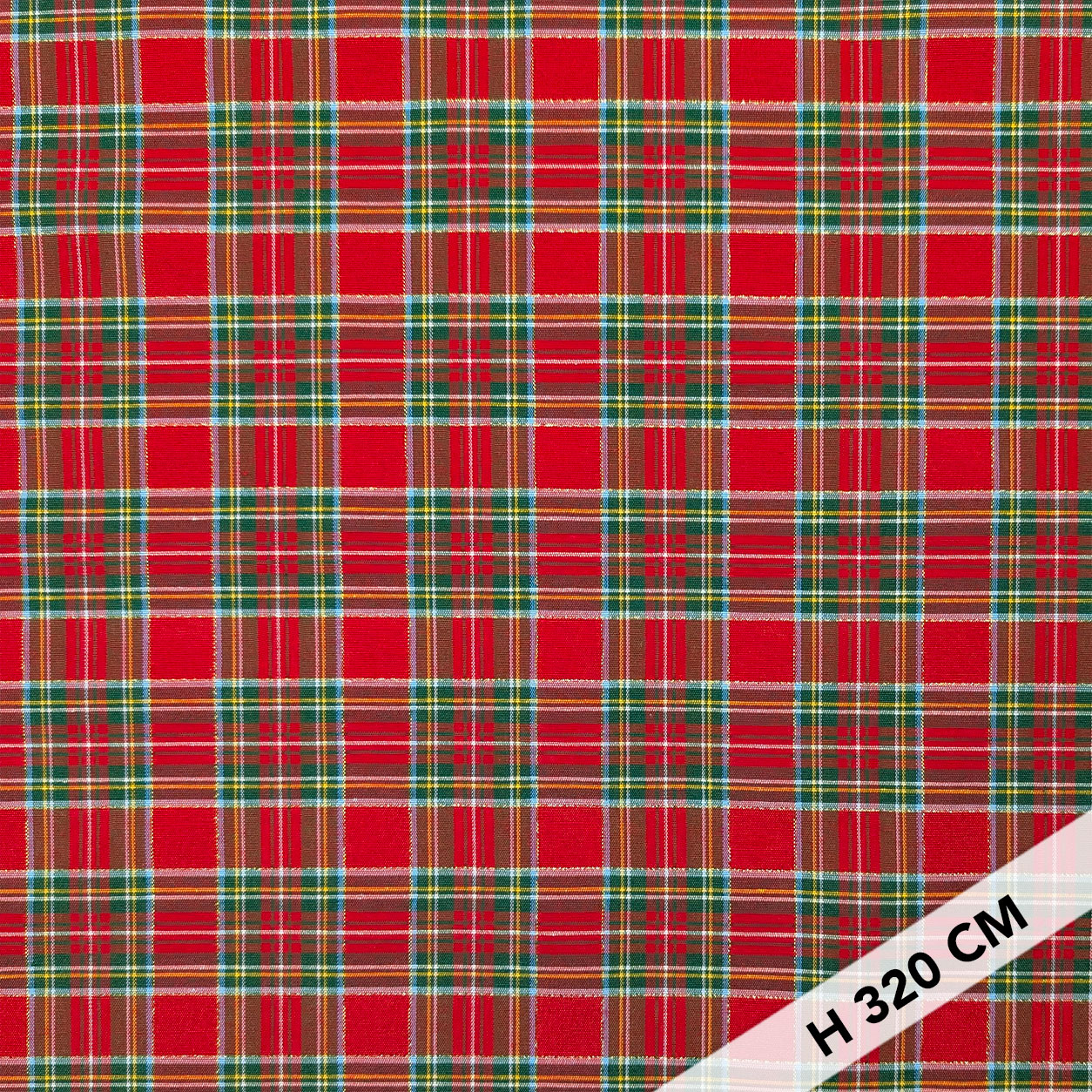 Red Lurex Medium Tartan Fabric Image