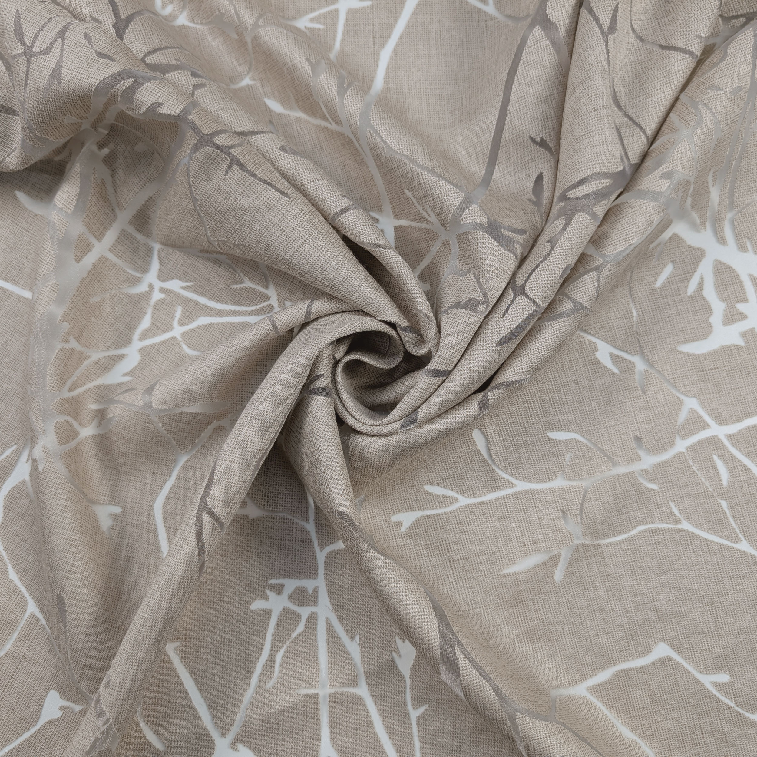 Curtain Fabric Rami Devorè Dove Grey Image
