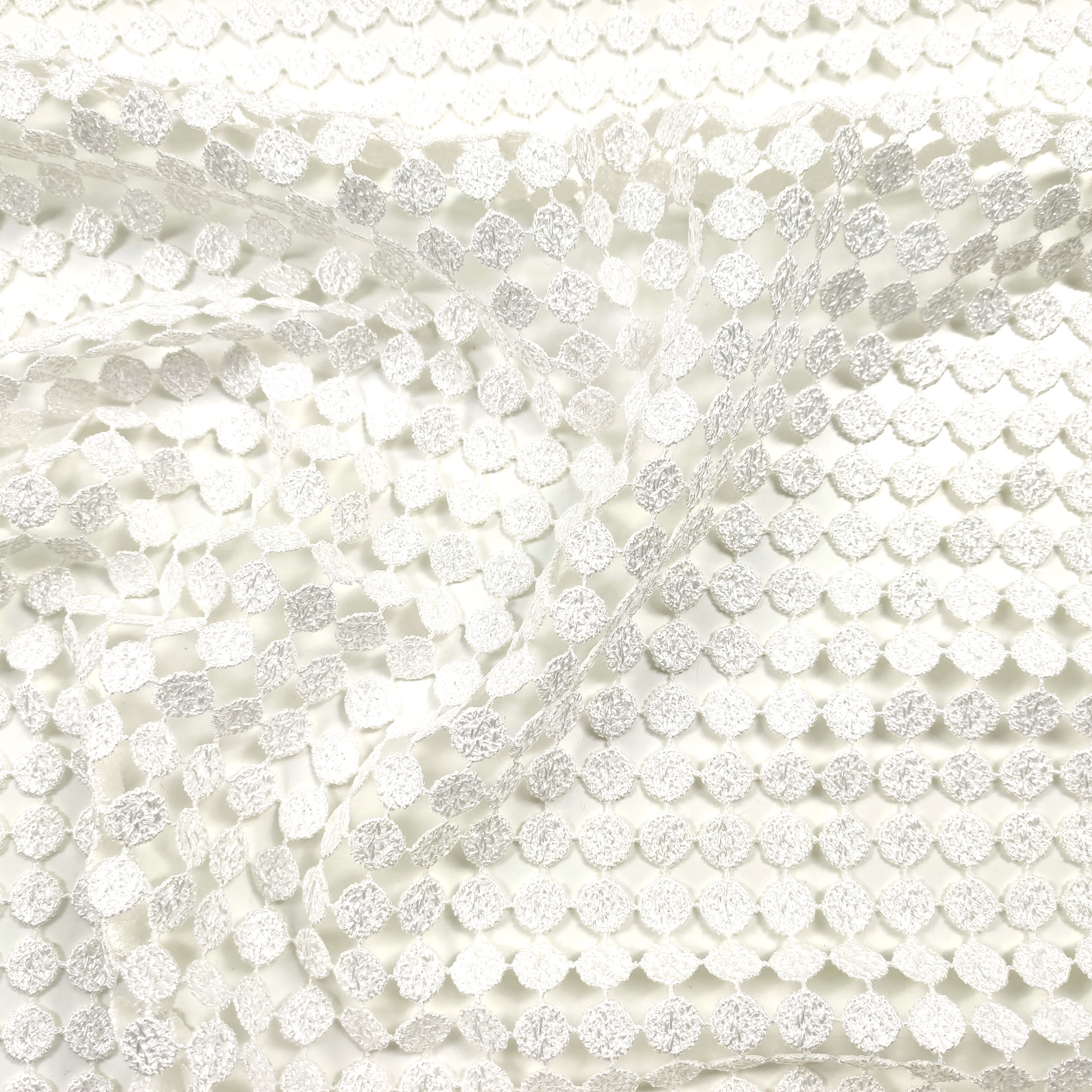Tissu de rideau macramé à pois