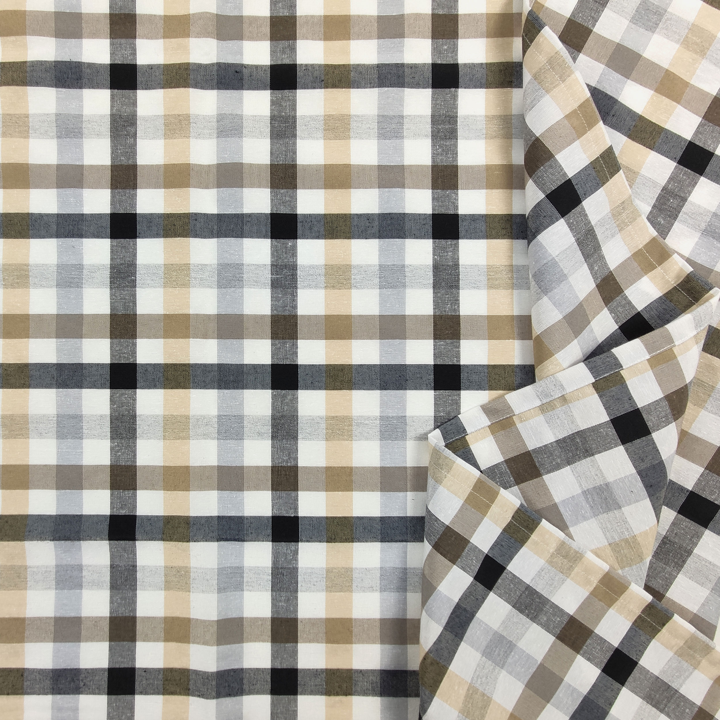 Grey Beige Checked Tablecloth 140x240 cm Image