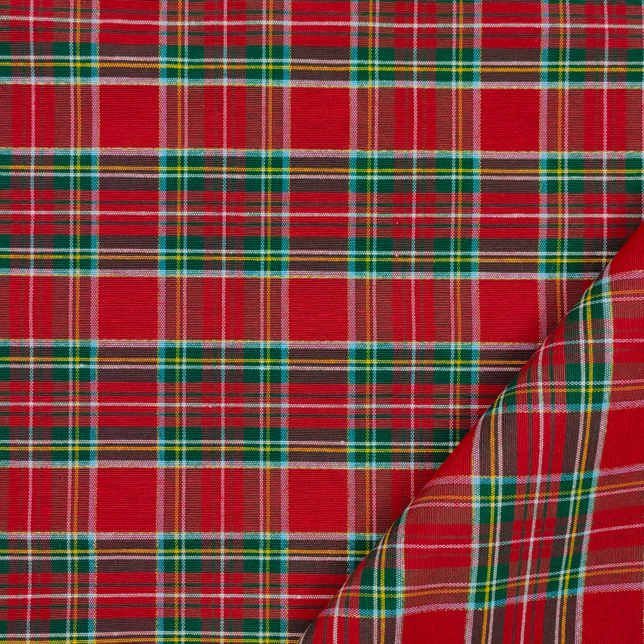 Tessuto Tartan Lurex Mini Scozzese Rosso Verde Image