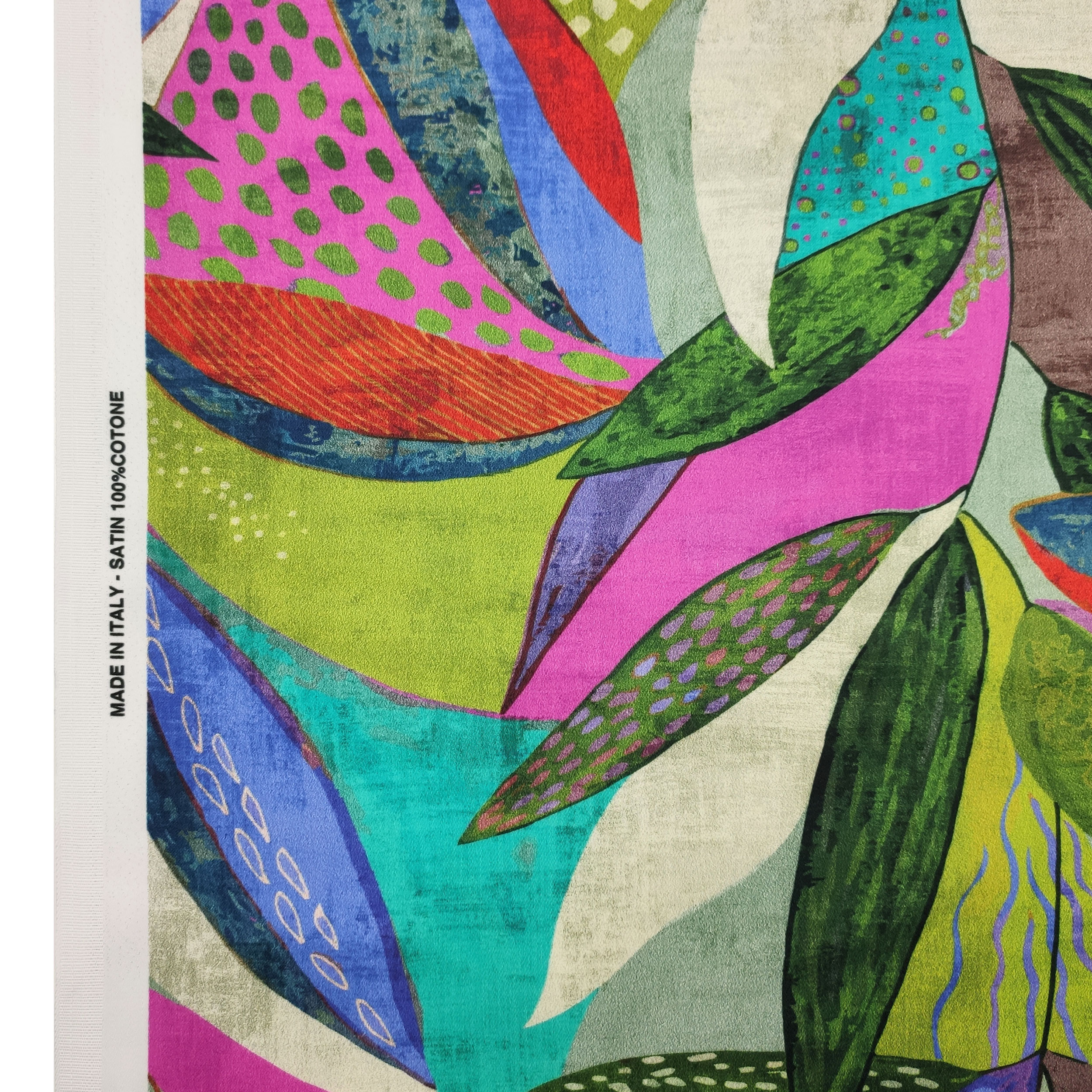 Abstract Fantasy Multicolour Cotton Satin