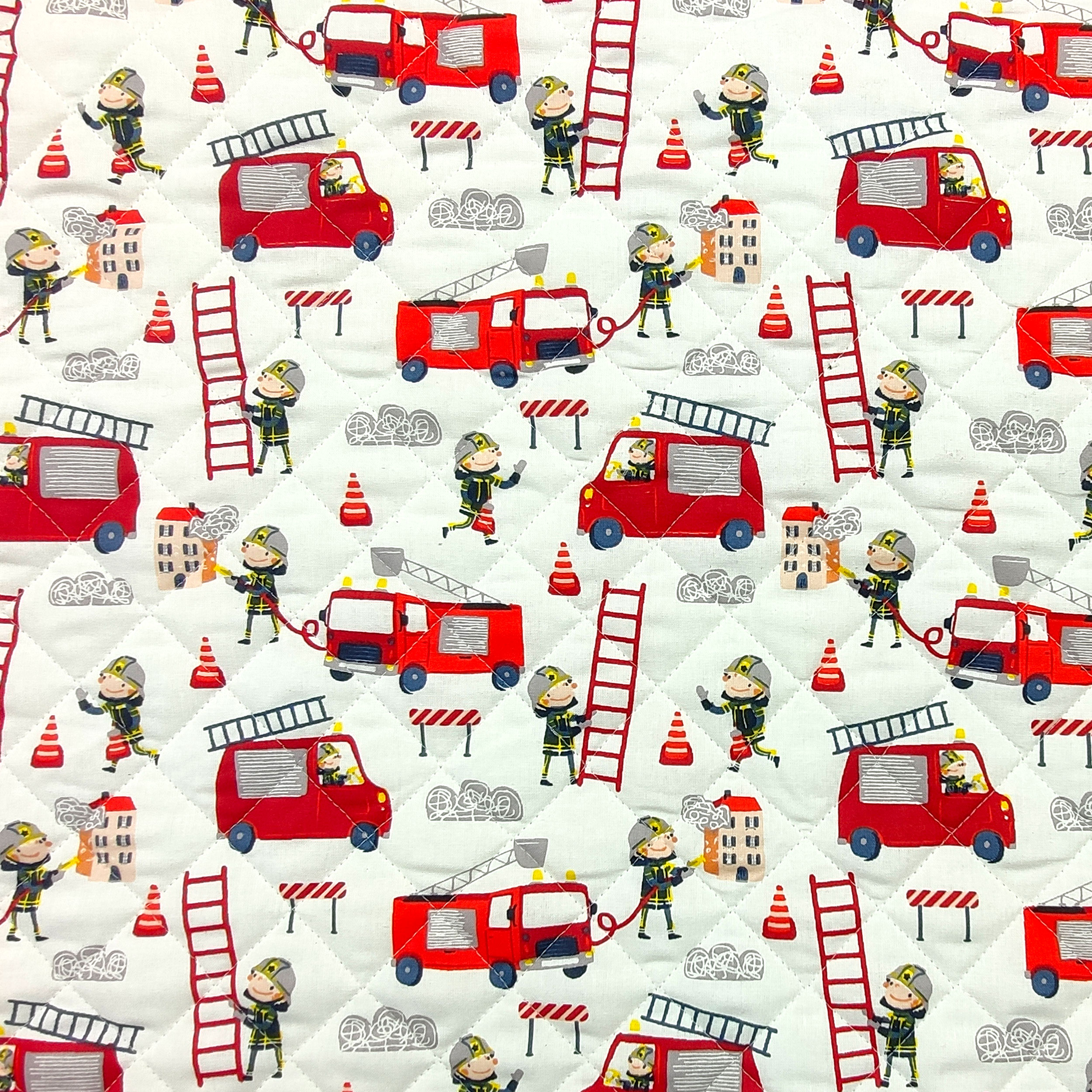 Handmade Quilted Fabric with Firefighter Pattern