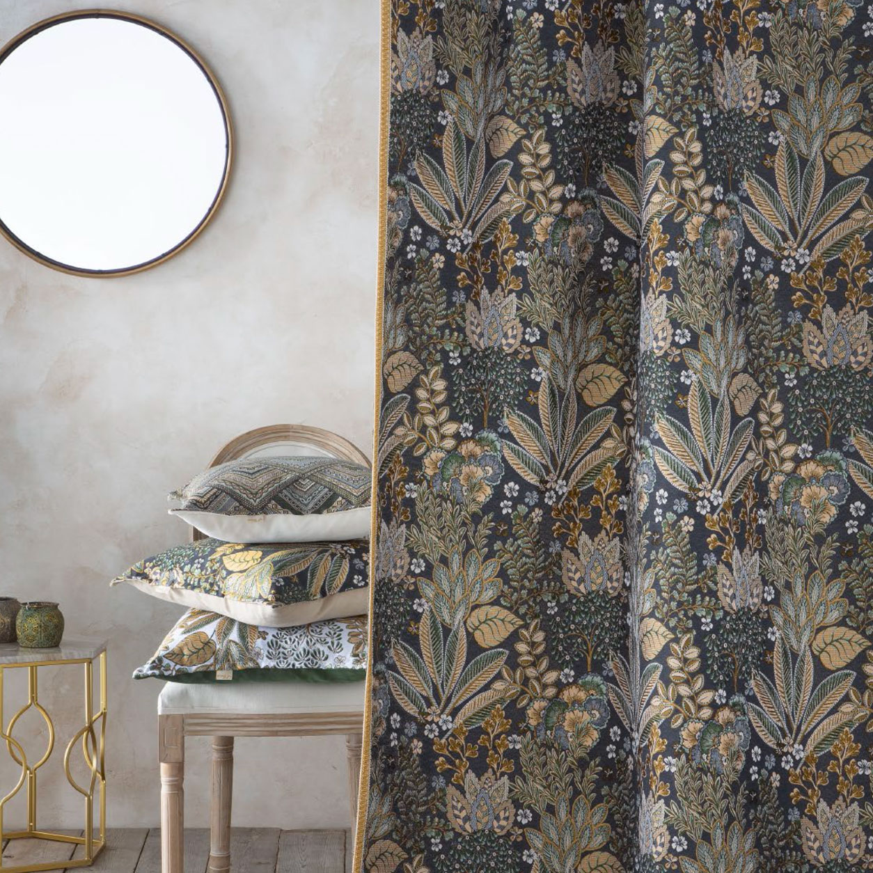 Jacquard floral tons noirs Image