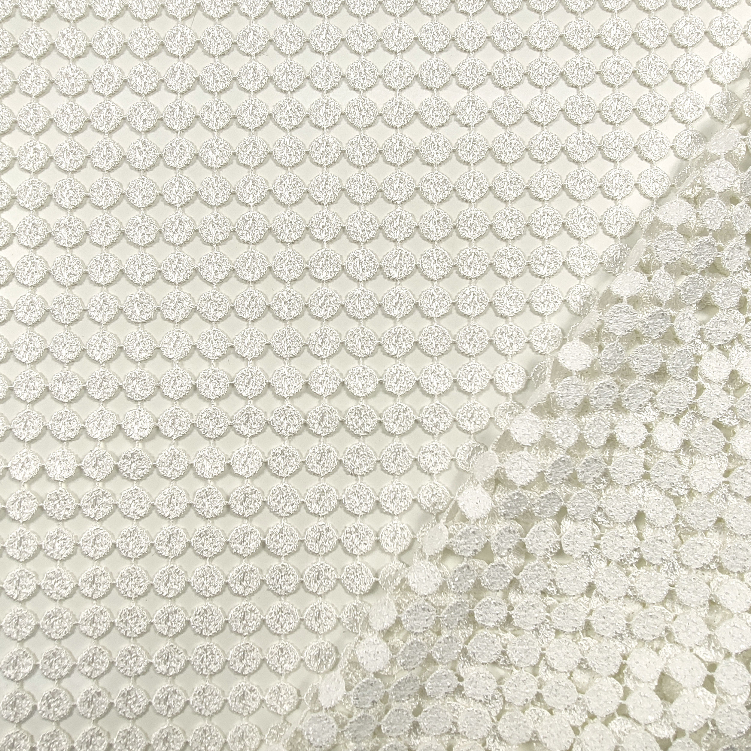 Tissu de rideau macramé à pois