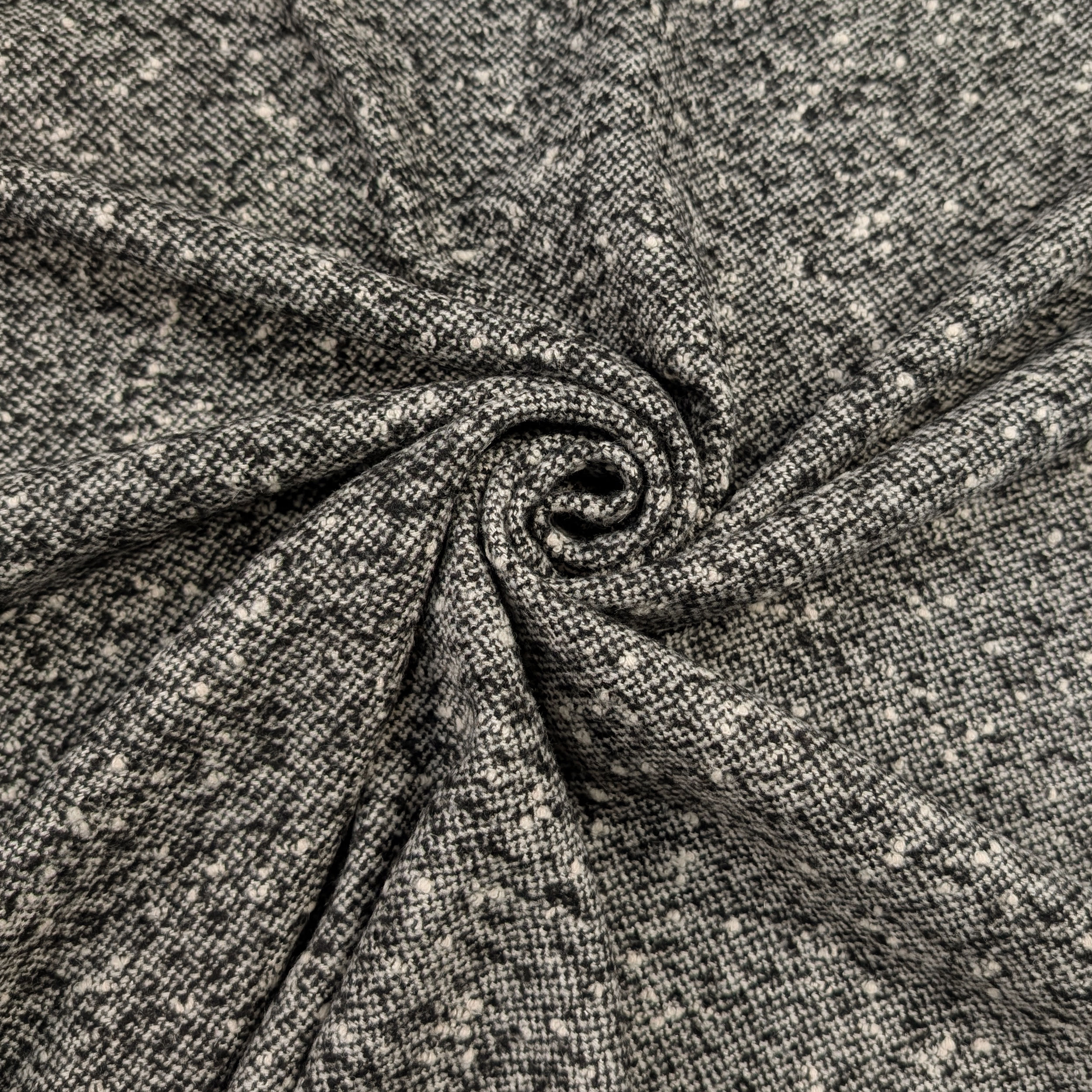 Tweed Coat Black Cream Melange Image