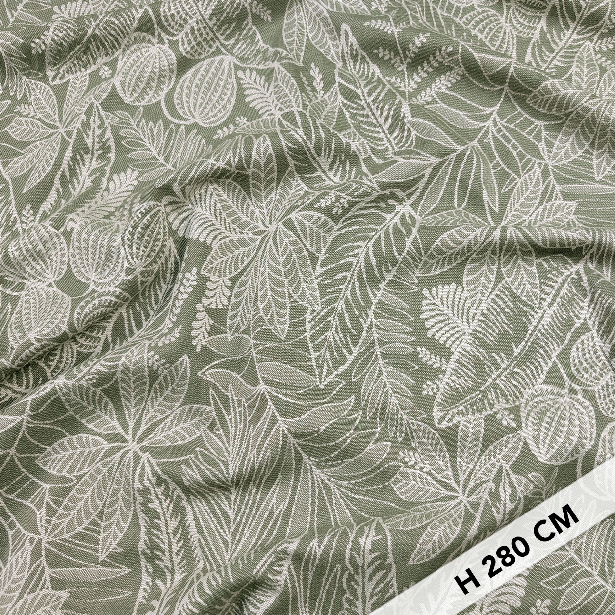 Jacquard Feuilles Fond vert H 280 cm Image