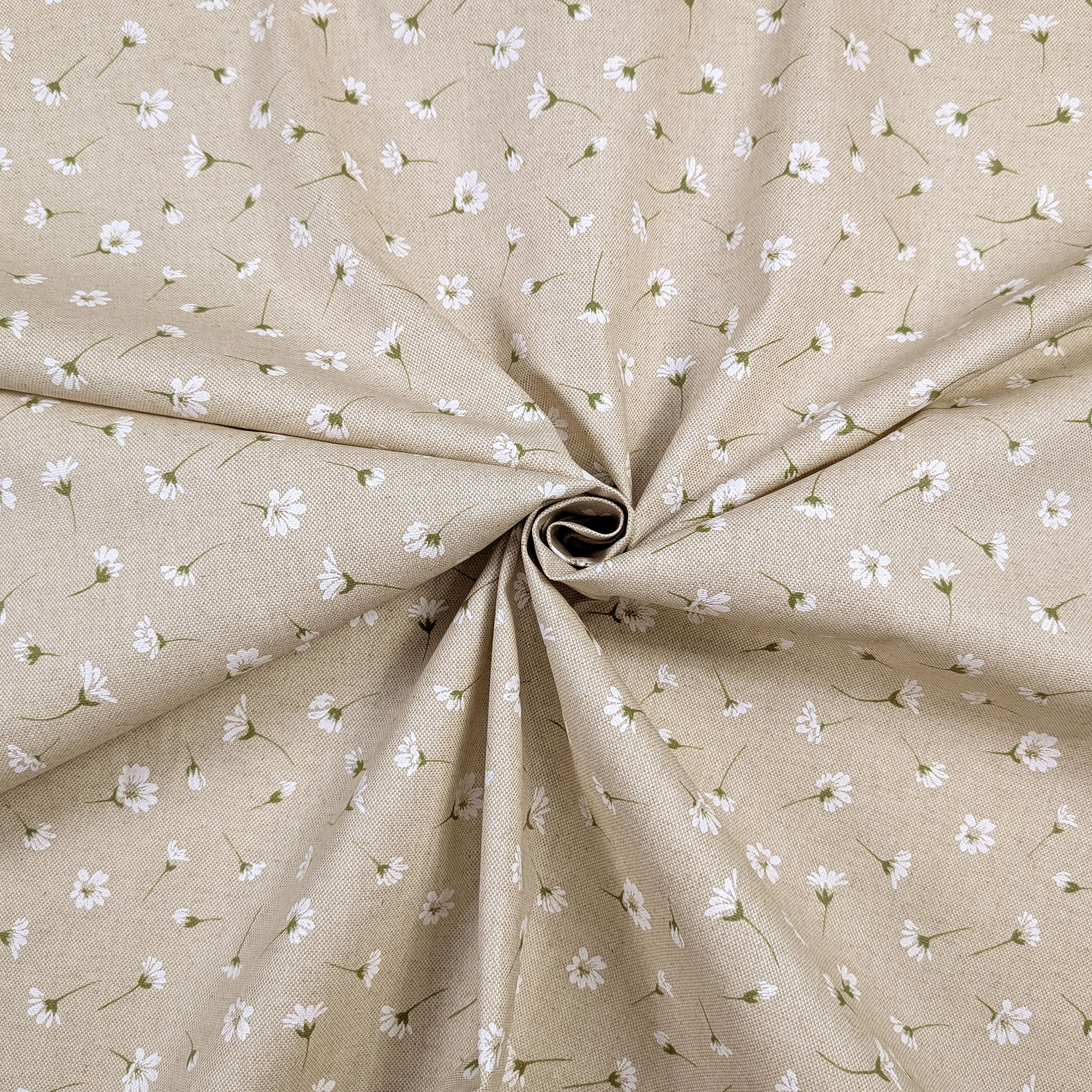 Fabric for Resin Tablecloth White Flowers Image