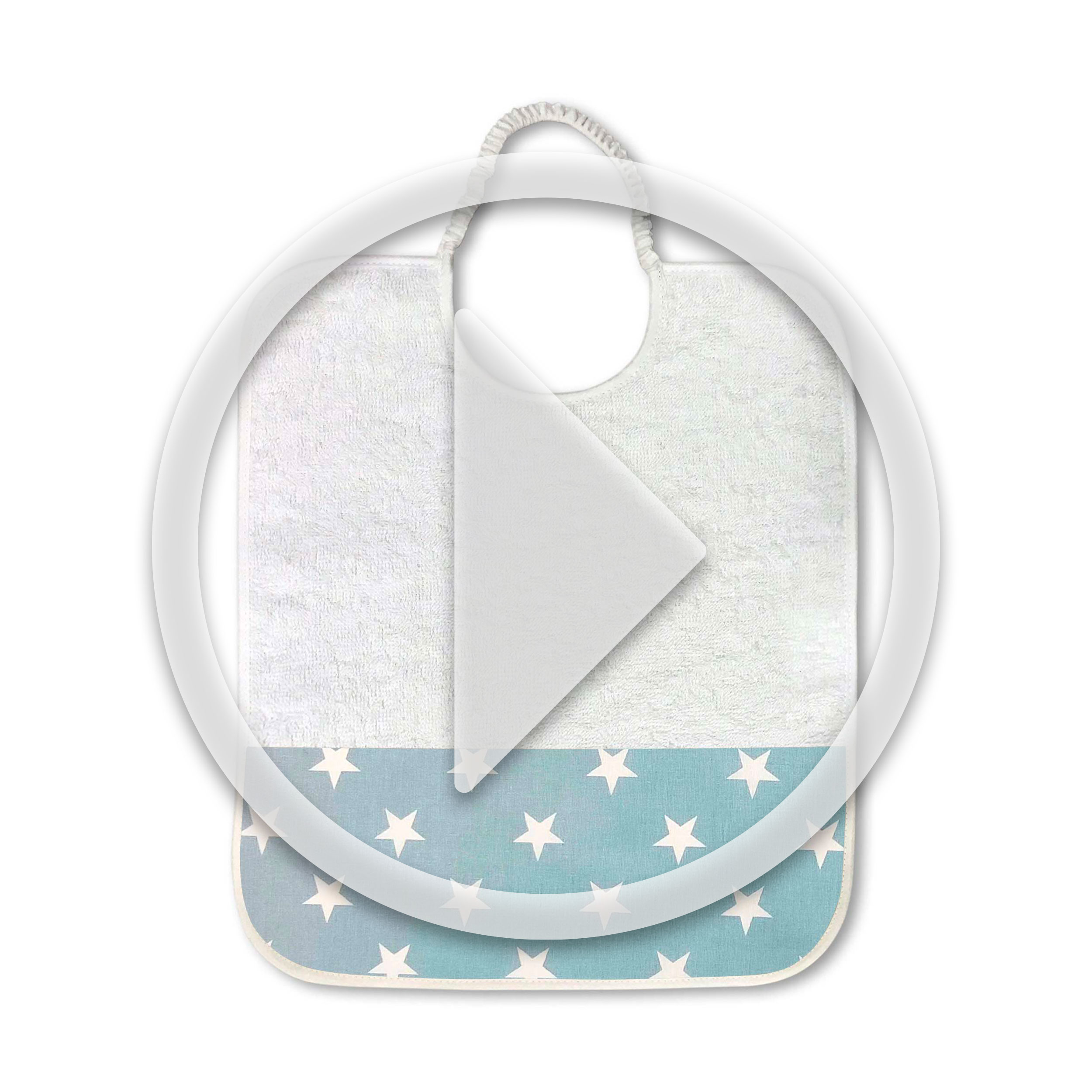 White Stars Bib with Light Blue Background Image