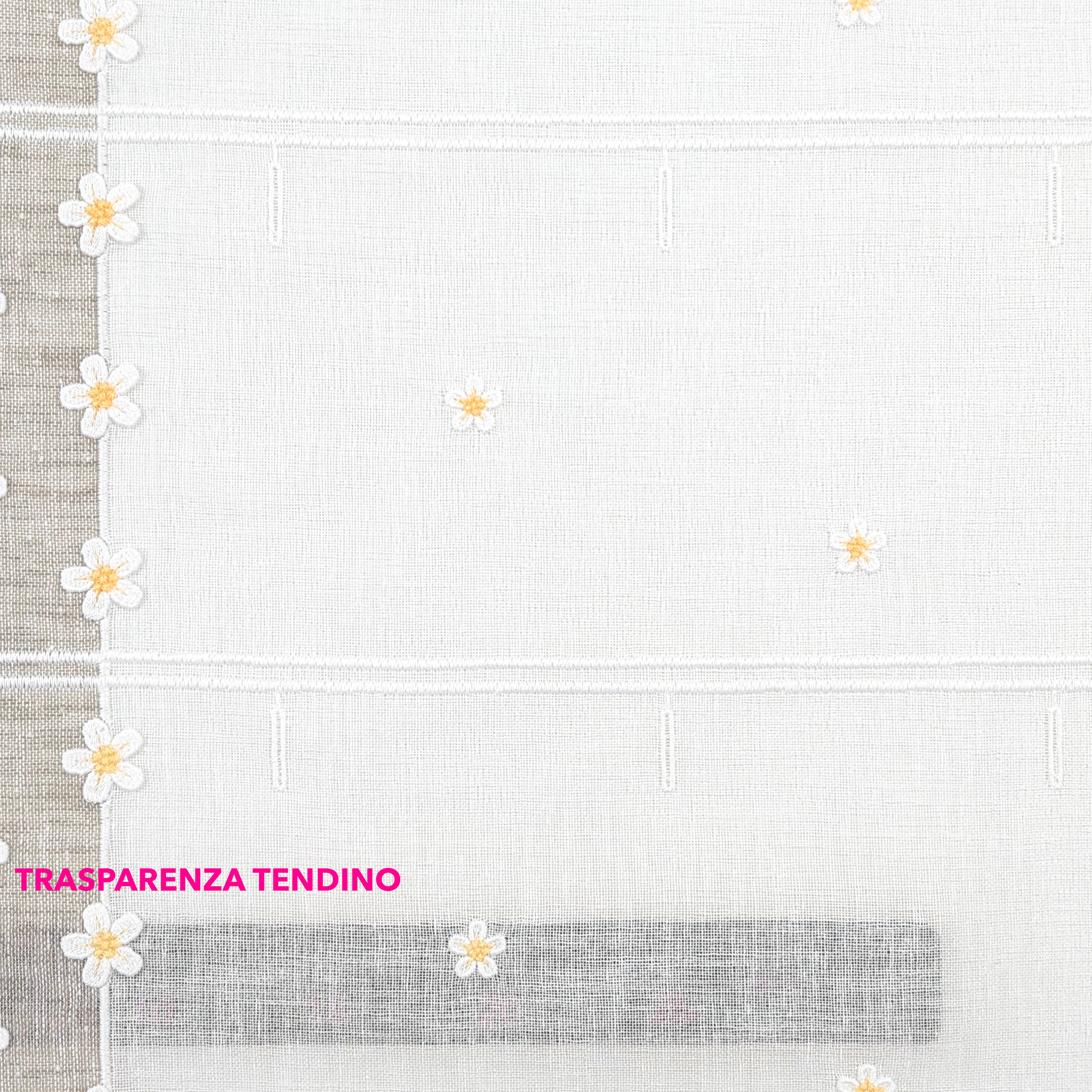 Modular Curtain Fabric with Embroidered Daisies Image
