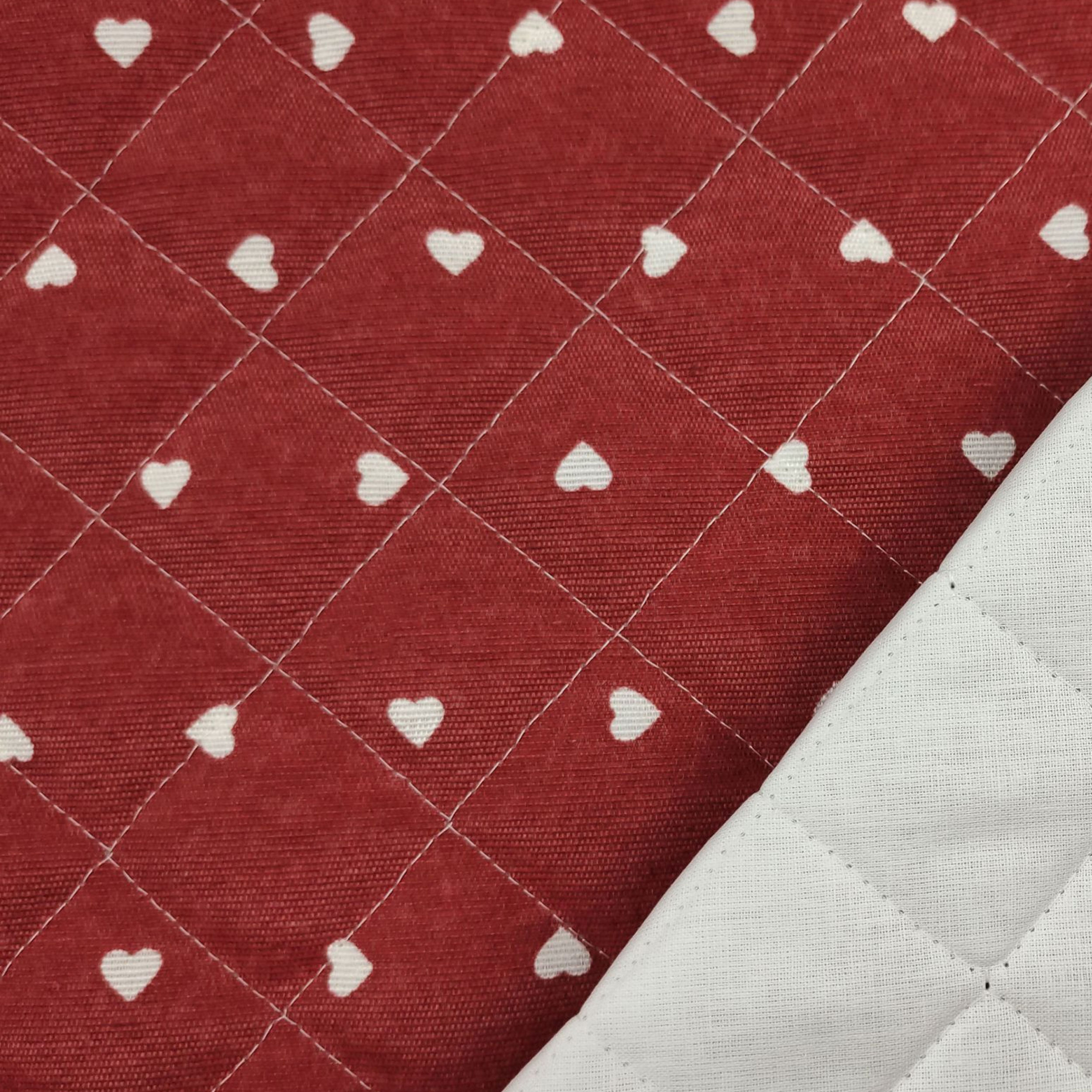 Quilted Cotton Mini White Hearts - Red Image